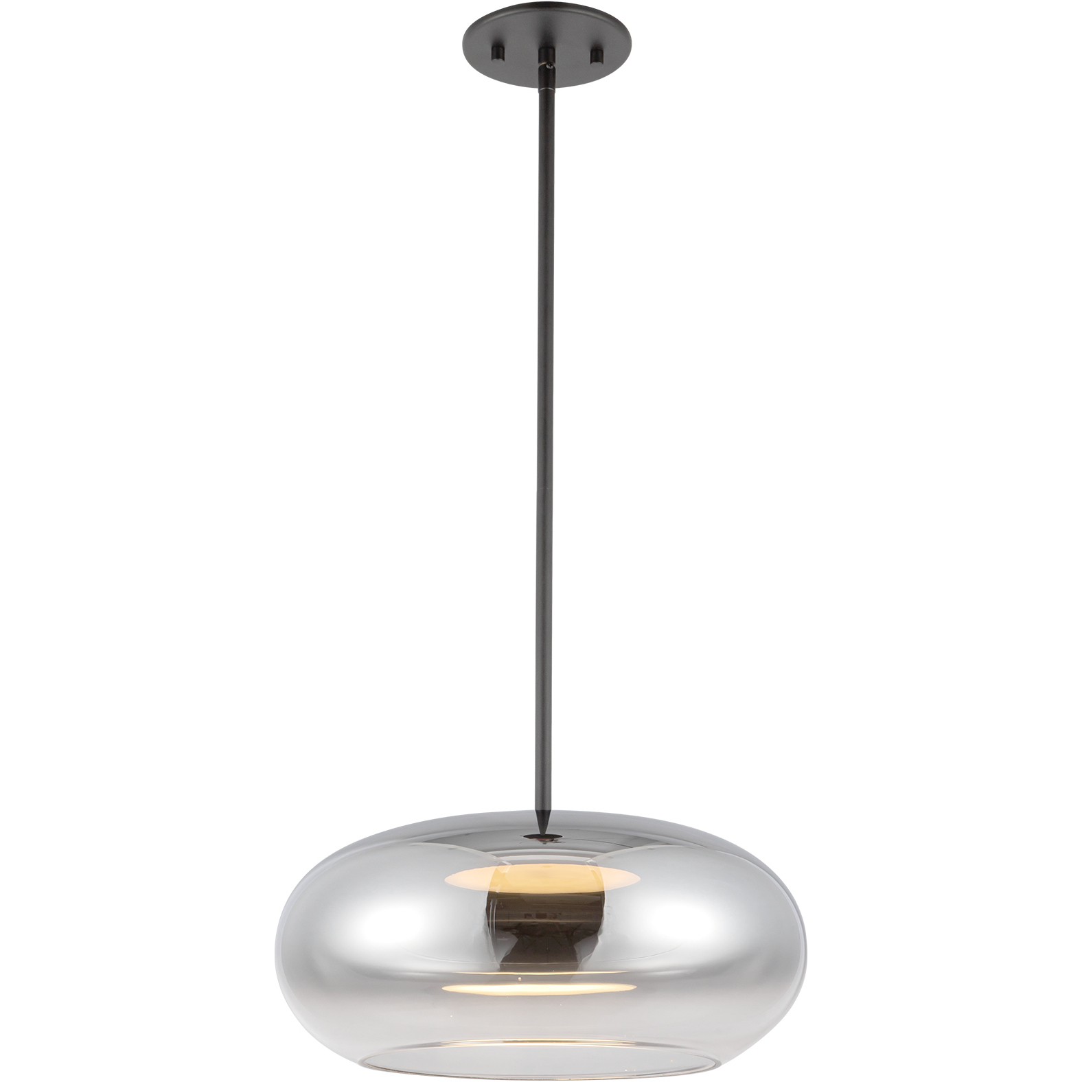 Trinity LED 14.25 inch Black Pendant Ceiling Light in Chrome Glass