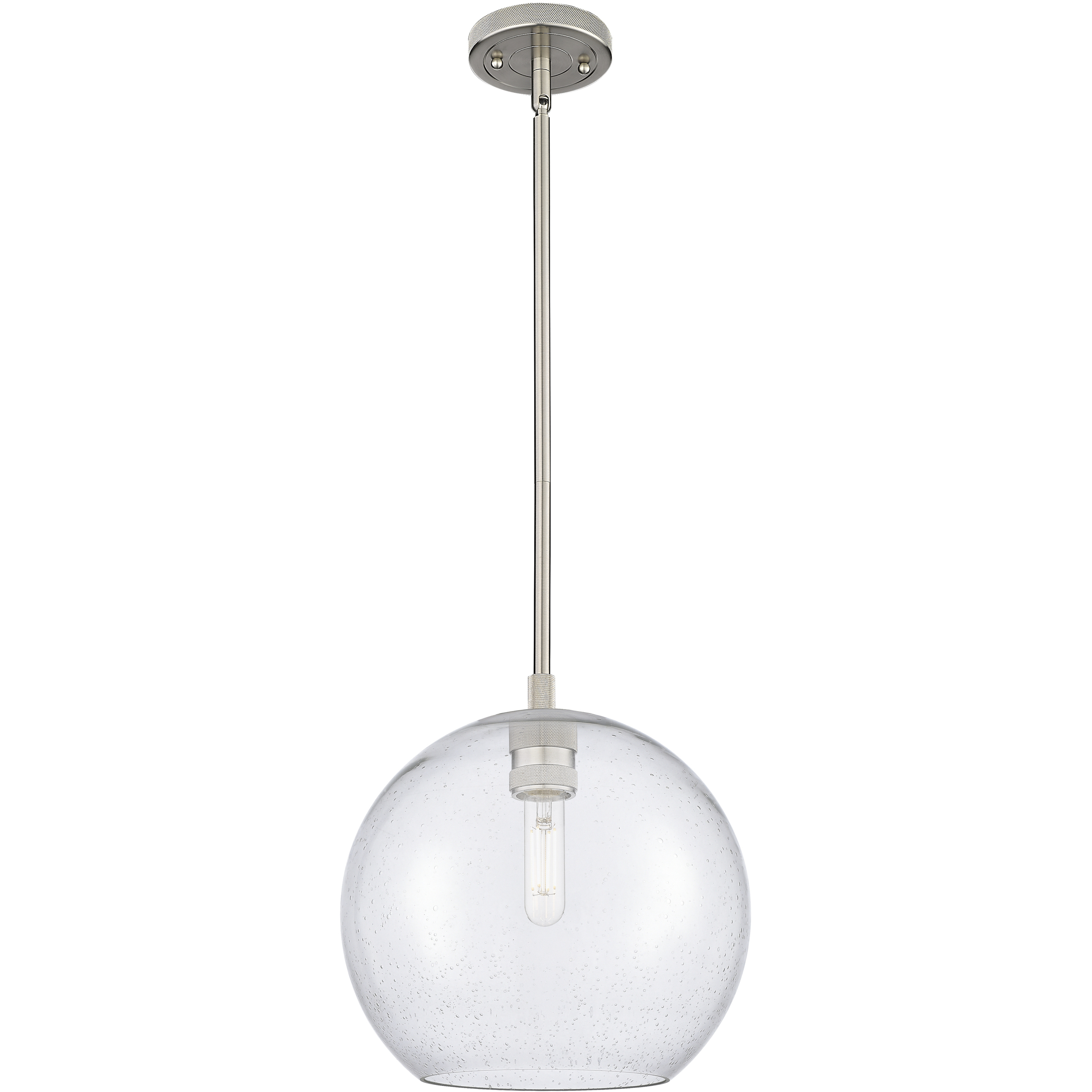 Crown Point 1 Light 10 inch Satin Nickel Pendant Ceiling Light in Seedy Glass