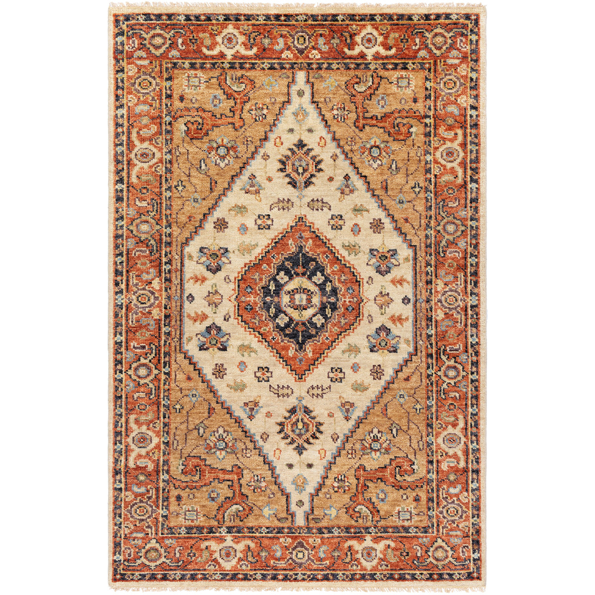 Biscayne 36 X 24 inch Aqua/Navy/Tan/Burnt Orange/Cream Rugs