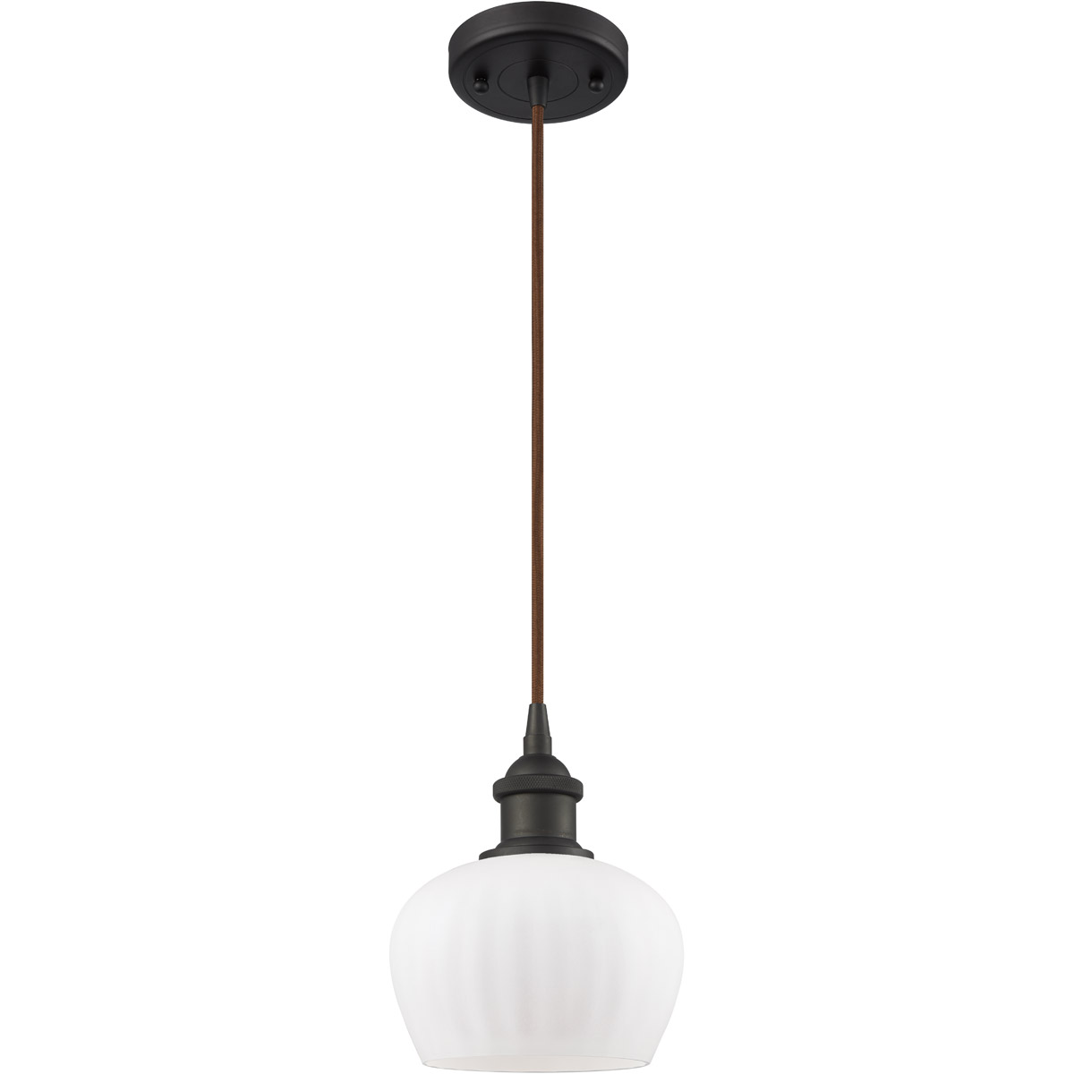 Ballston Fenton 1 Light 7 inch Oil Rubbed Bronze Mini Pendant Ceiling Light in Matte White Glass, Ballston