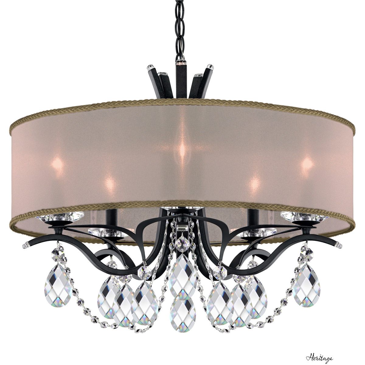 Vesca 5 Light Ferro Black Chandelier Ceiling Light in Gold
