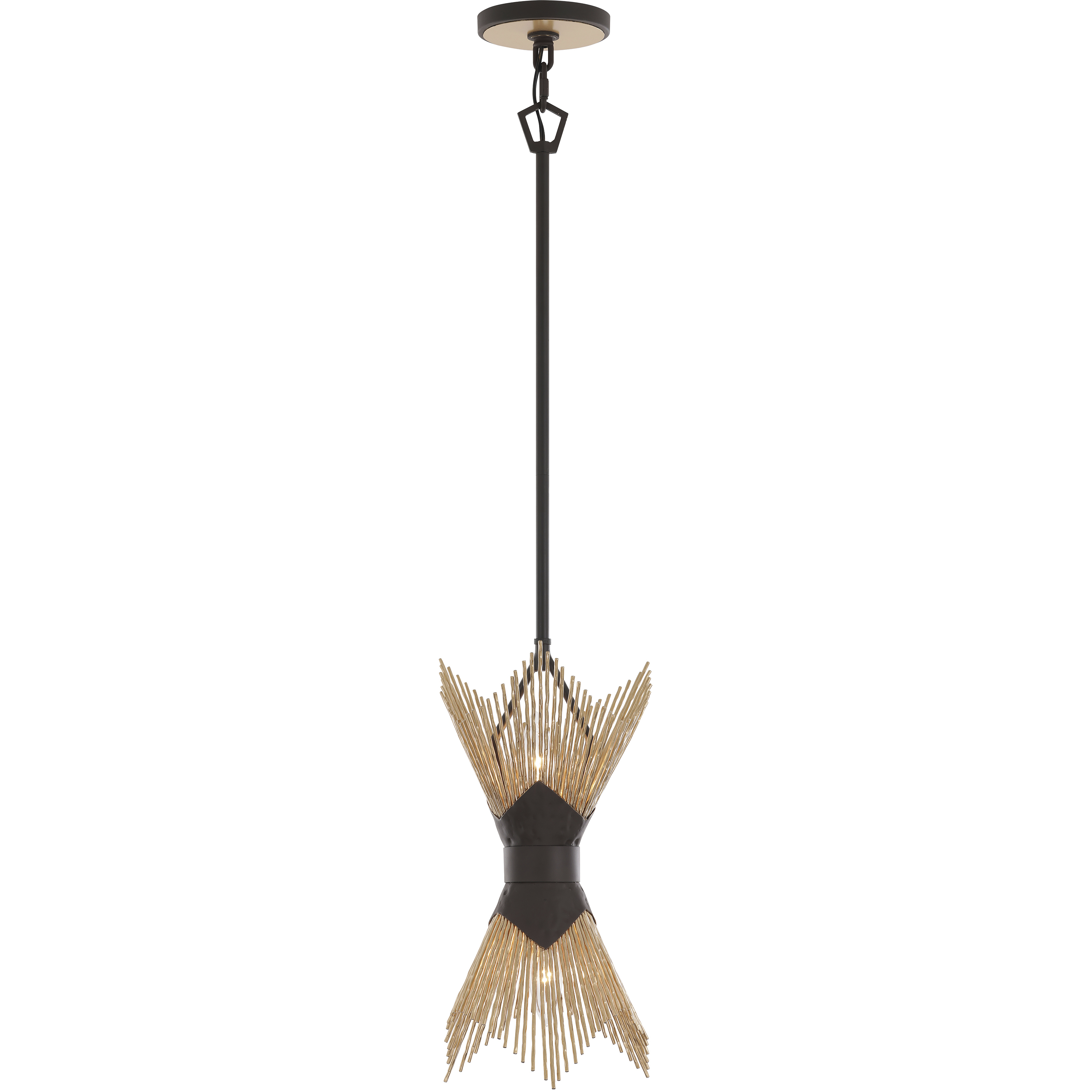 Aristocrat 2 Light 8 inch Dark Bronze and French Gold Mini Pendant Ceiling Light