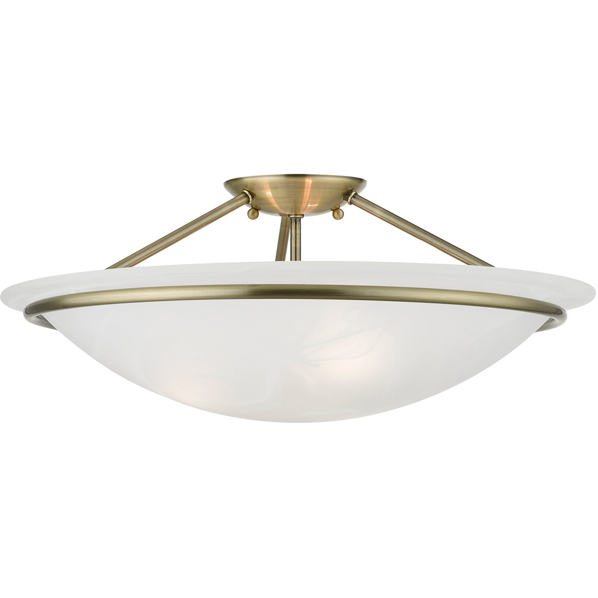 Newburgh 3 Light 20 inch Antique Brass Semi-Flush Ceiling Light