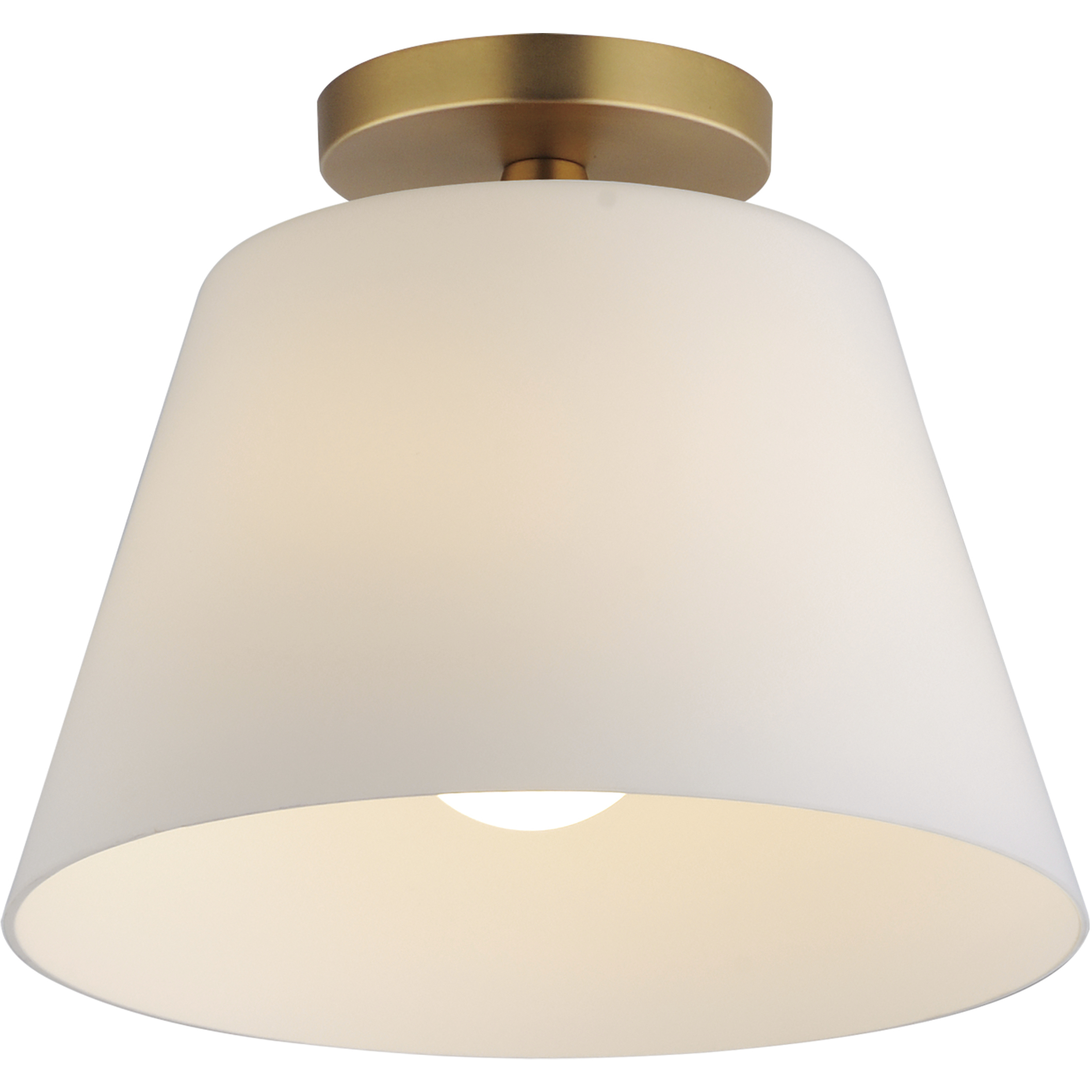 Hudson 1 Light 12 inch Natural Aged Brass Flush Mount Ceiling Light in Satin White