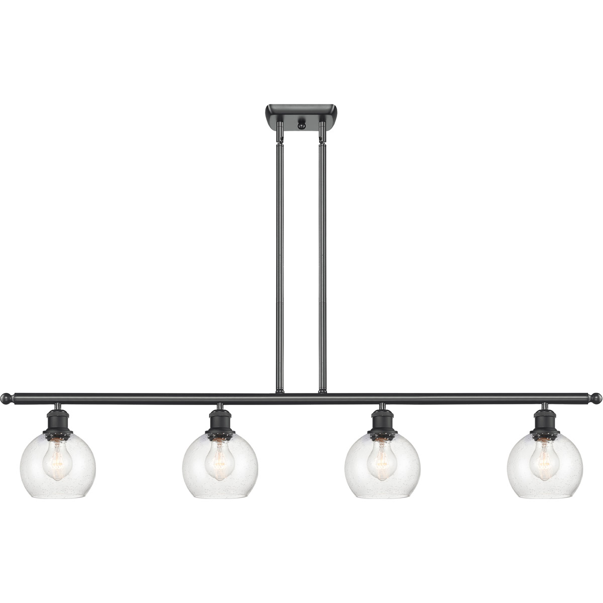 Ballston Athens 4 Light 48 inch Matte Black Island Light Ceiling Light in Seedy Glass