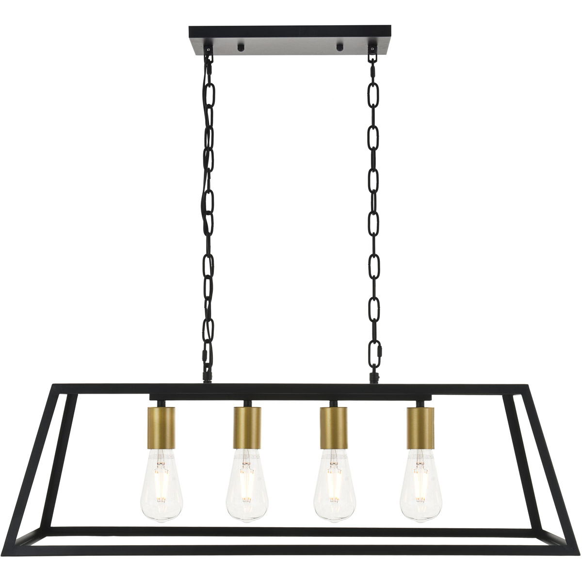 Resolute 4 Light 32 inch Brass and Black Pendant Ceiling Light