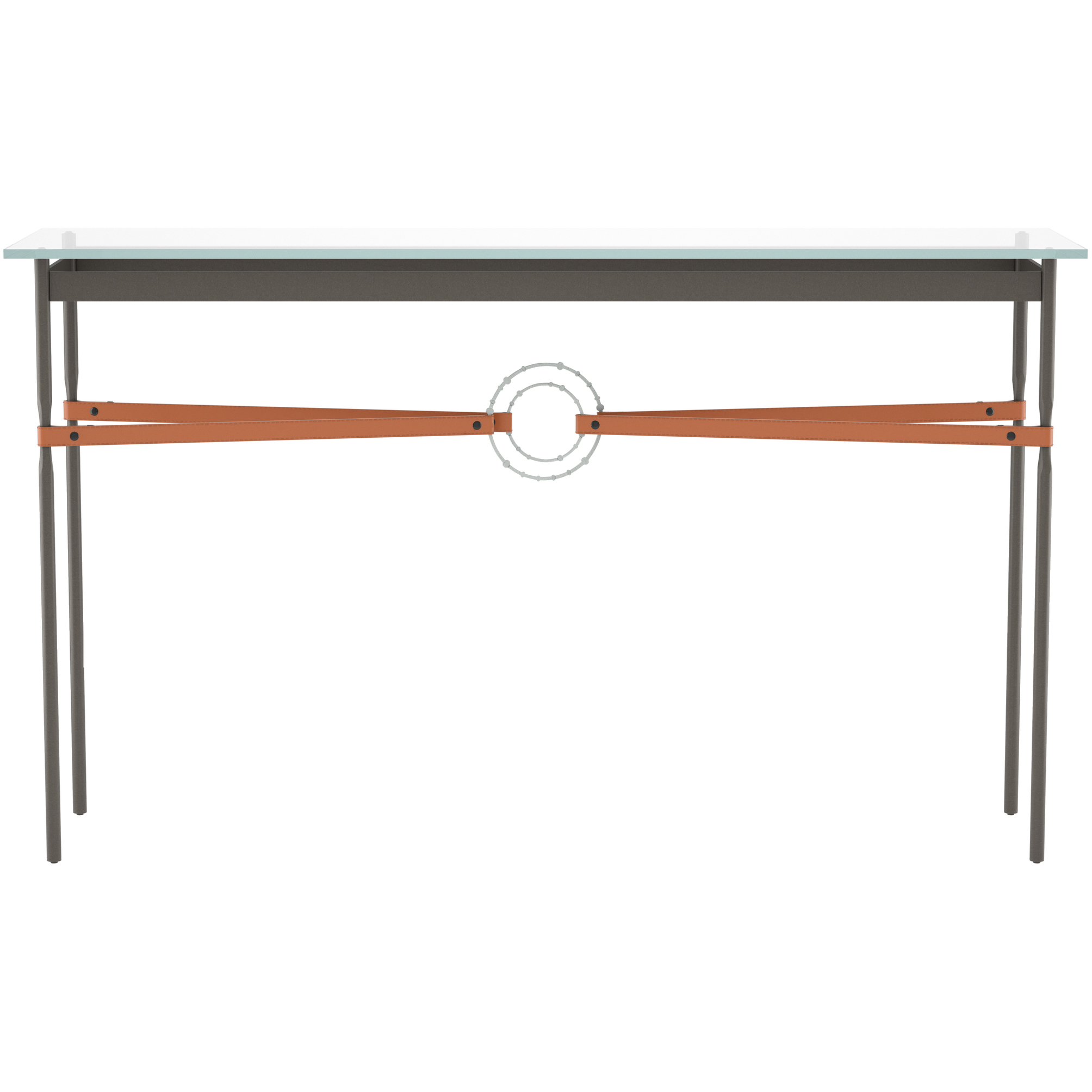 Equus 54 X 14 inch Dark Smoke and Vintage Platinum Console Table in Leather Chestnut, Dark Smoke/Vintage Platinum