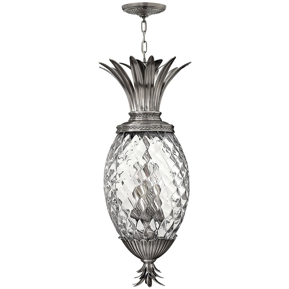 Plantation 4 Light 12.5 inch Polished Antique Nickel Indoor Foyer Pendant Ceiling Light, Large