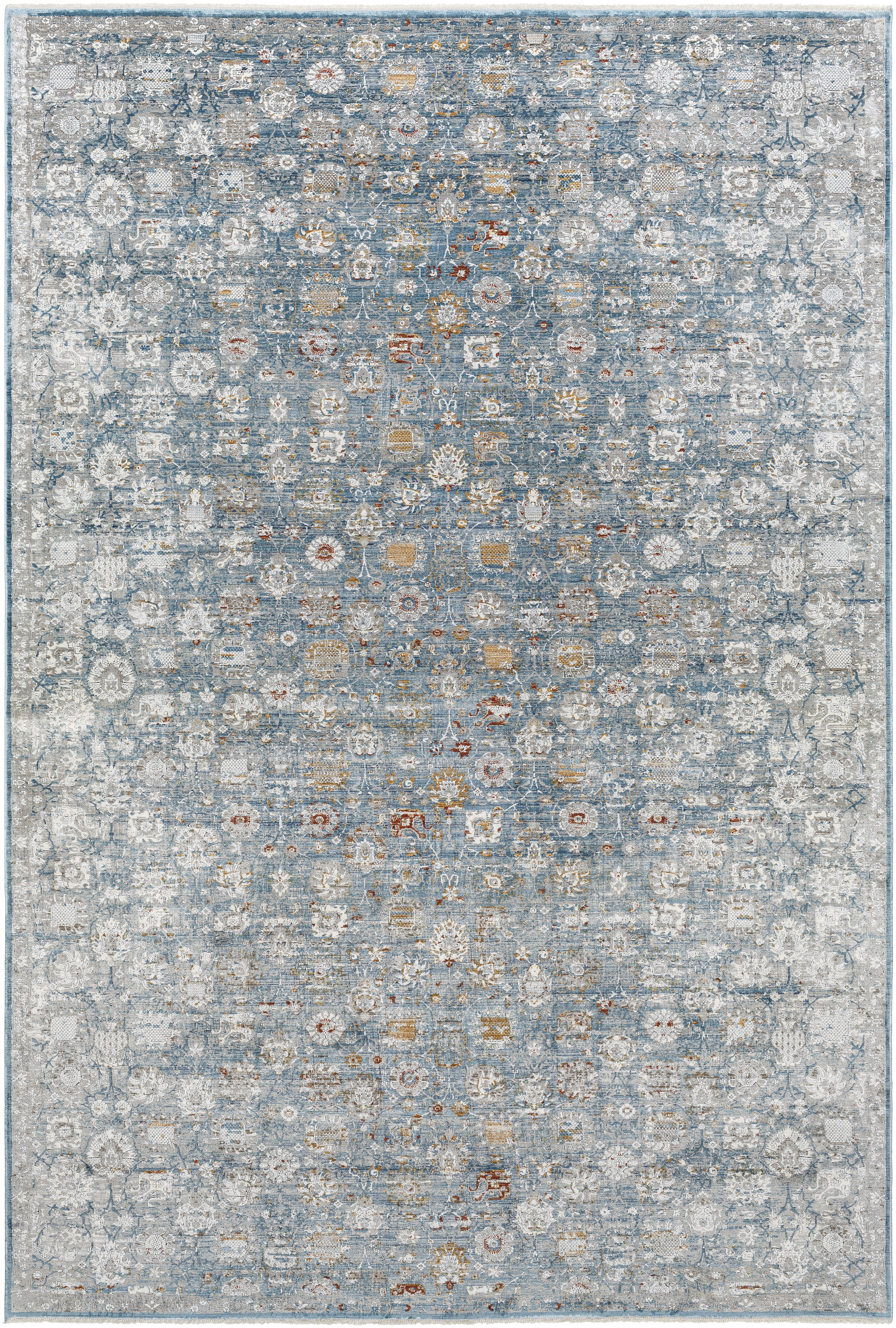 Isfahan 94 X 31 inch Gray Rug, Runner