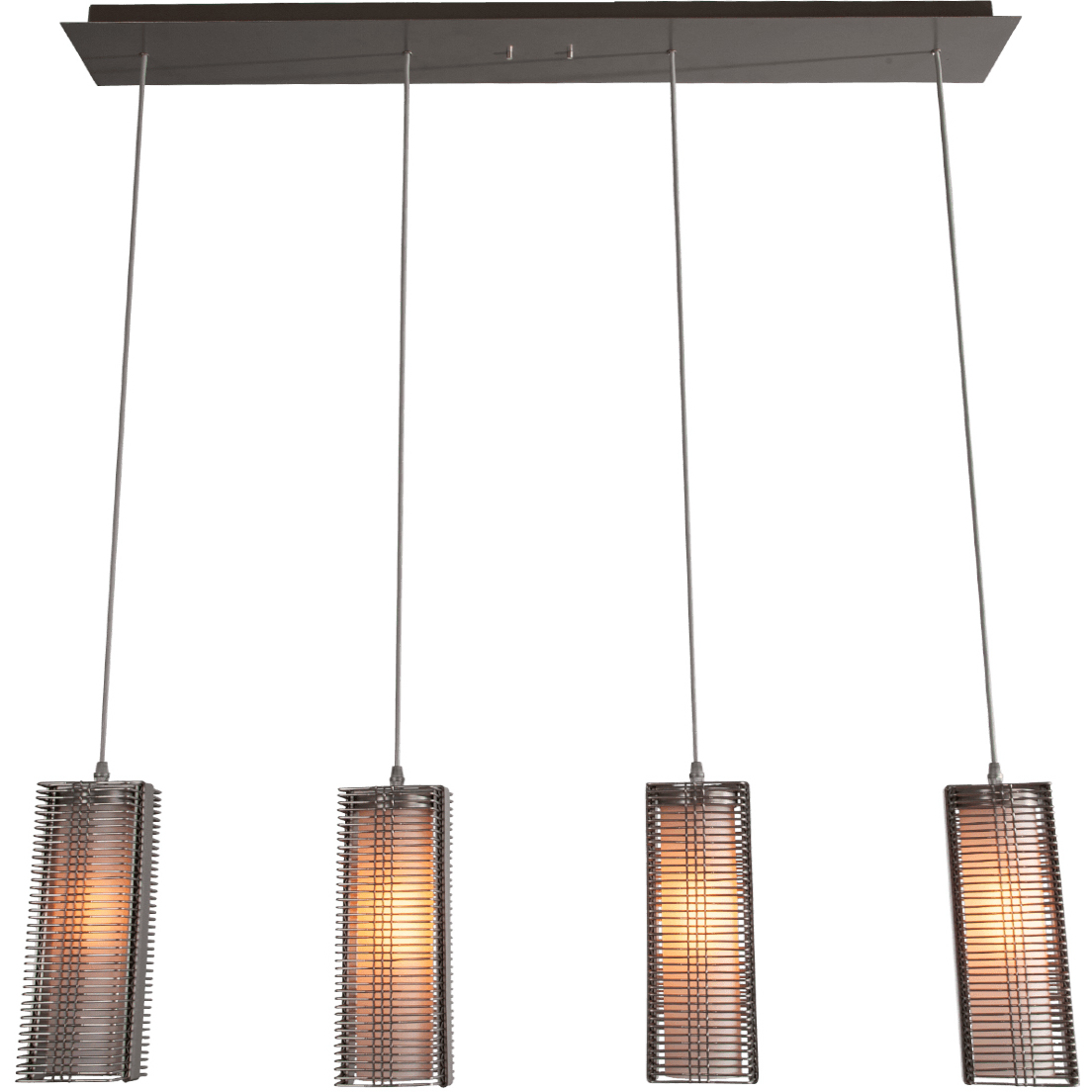 Downtown Mesh LED Gilded Brass Linear Pendant Ceiling Light in Adjustable Cord, Frosted, 2700K LED, Multi-Port