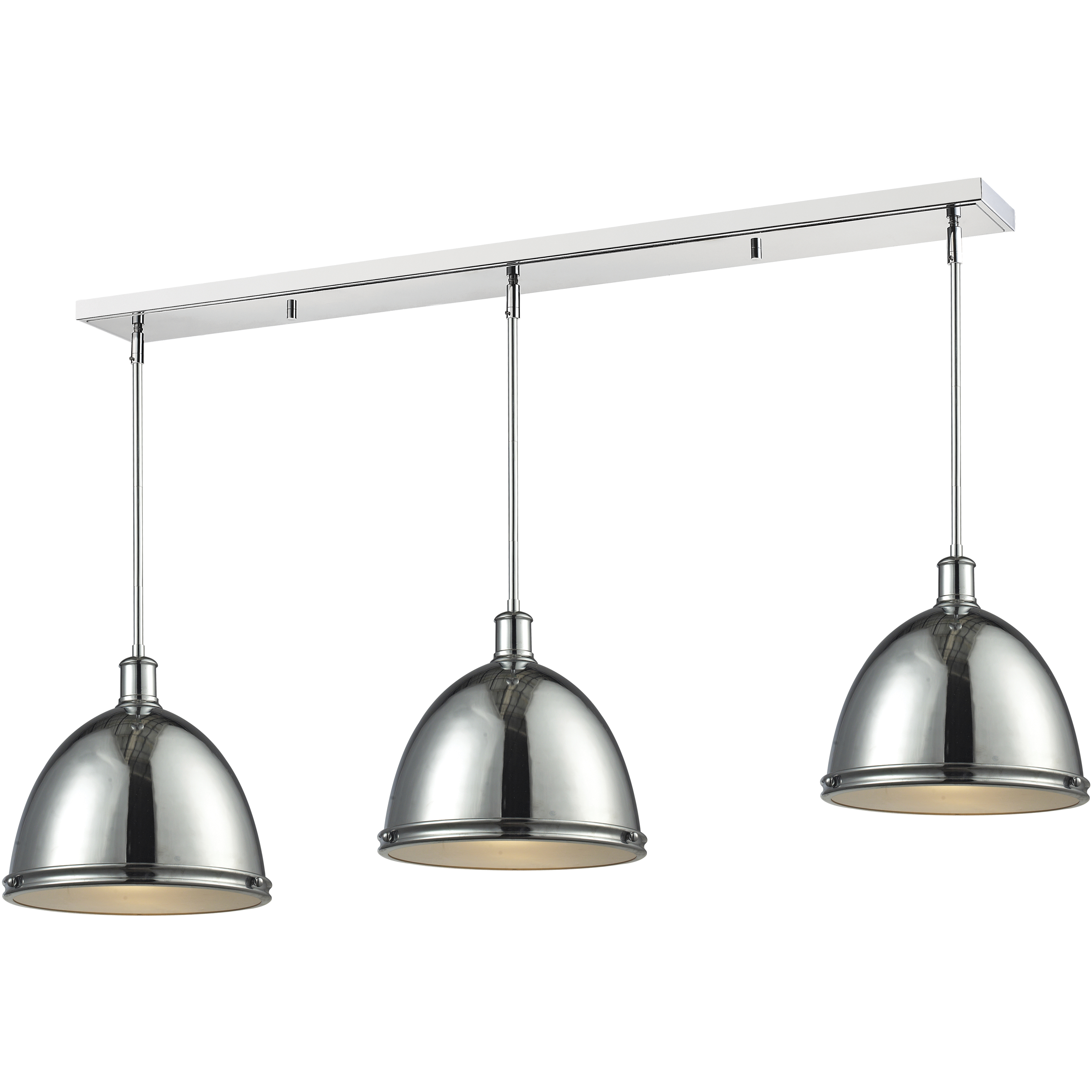 Mason 3 Light 55 inch Chrome Linear Chandelier Ceiling Light in Chrome Steel
