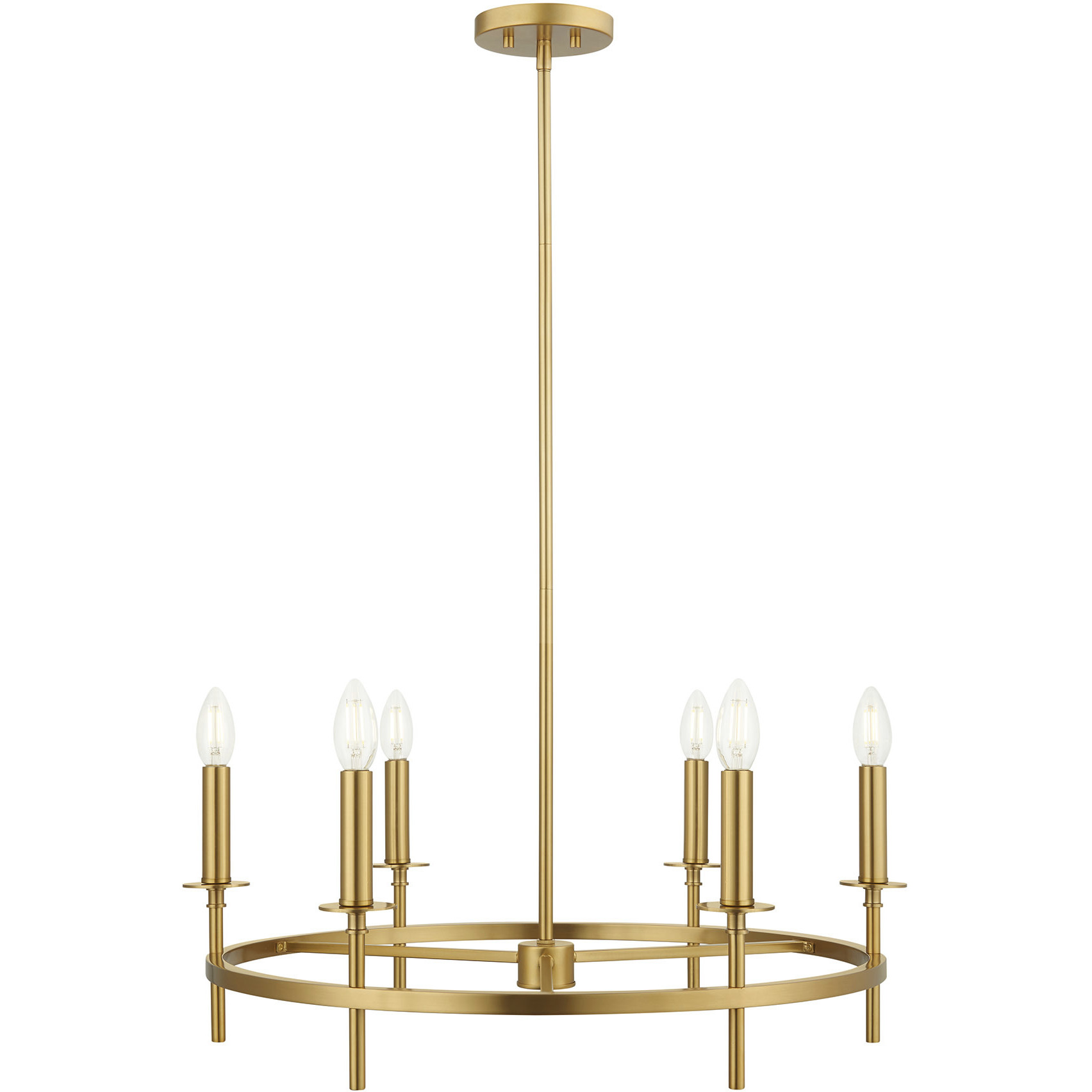 Transitional 6 Light 25 inch Natural Brass Chandelier Ceiling Light