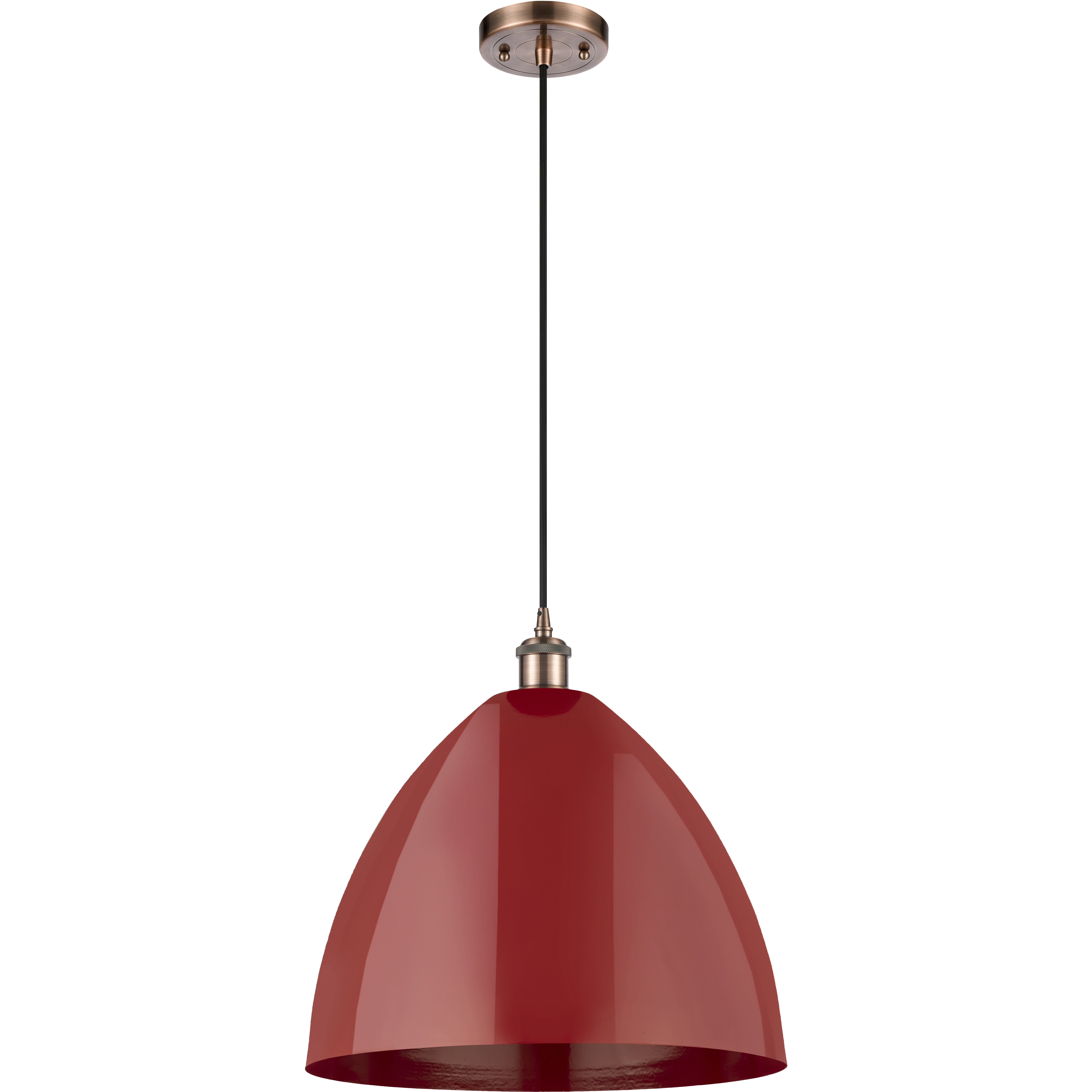 Ballston Plymouth Dome LED 16 inch Antique Copper Mini Pendant Ceiling Light in Black Textured, Matte Red