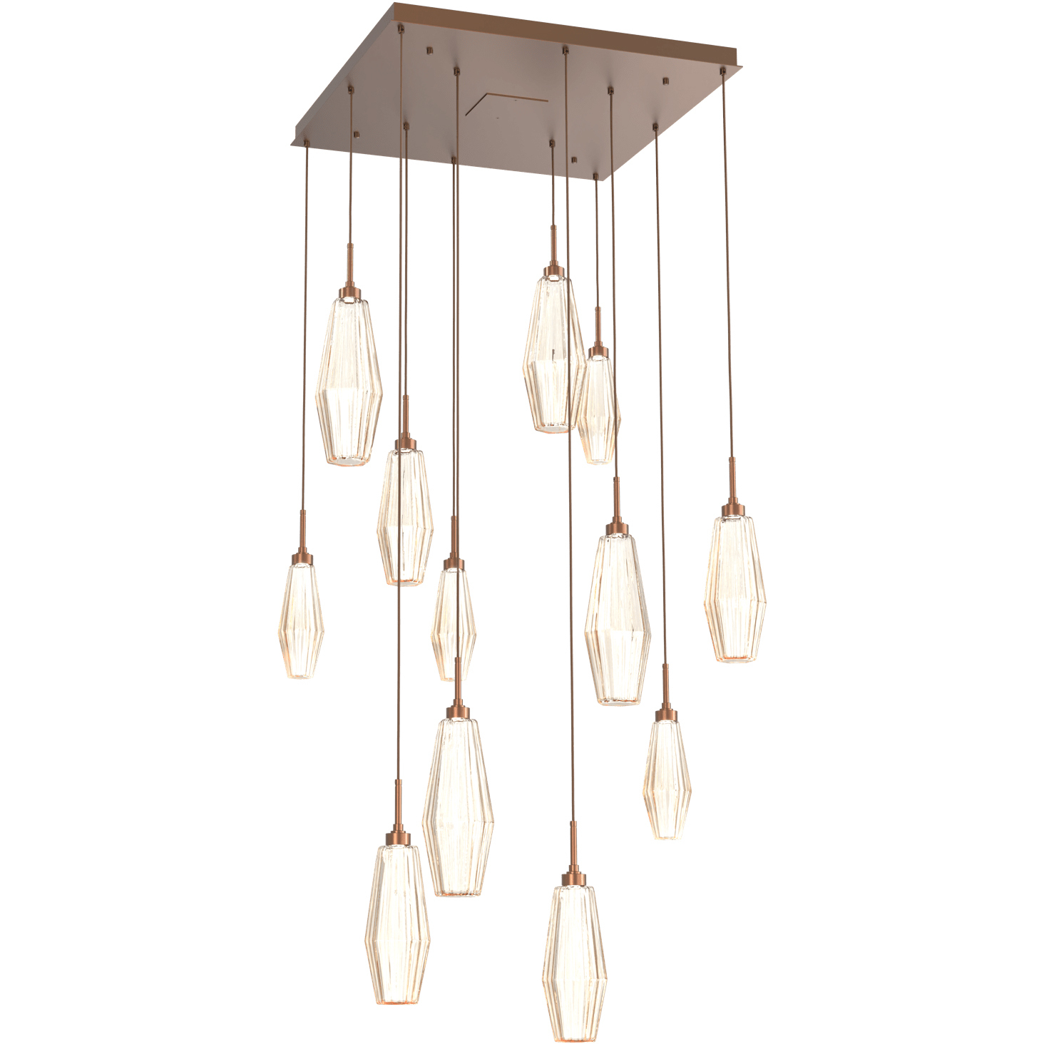 Aalto LED Burnished Bronze Chandelier Ceiling Light, Square Multi-Port