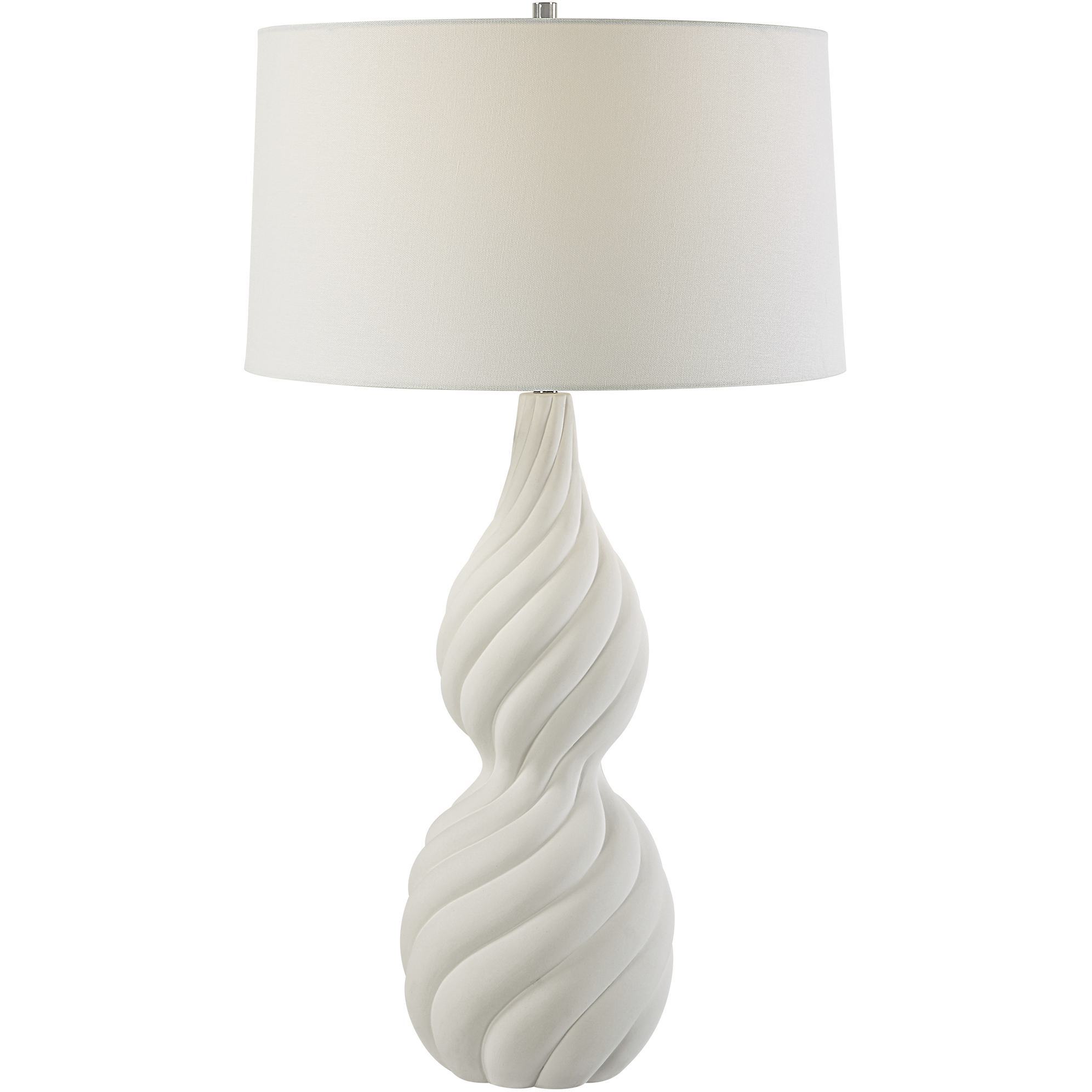 Twisted Swirl 32 inch 150.00 watt Textured Chalk White Glaze and Polished Nickel Table Lamp Portable Light