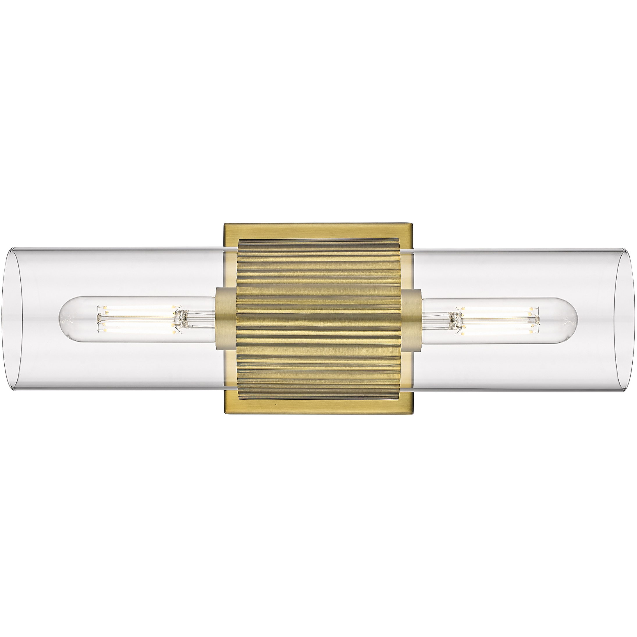Bolivar 2 Light 4 inch Brushed Brass Bath Vanity Light Wall Light in Clear Glass