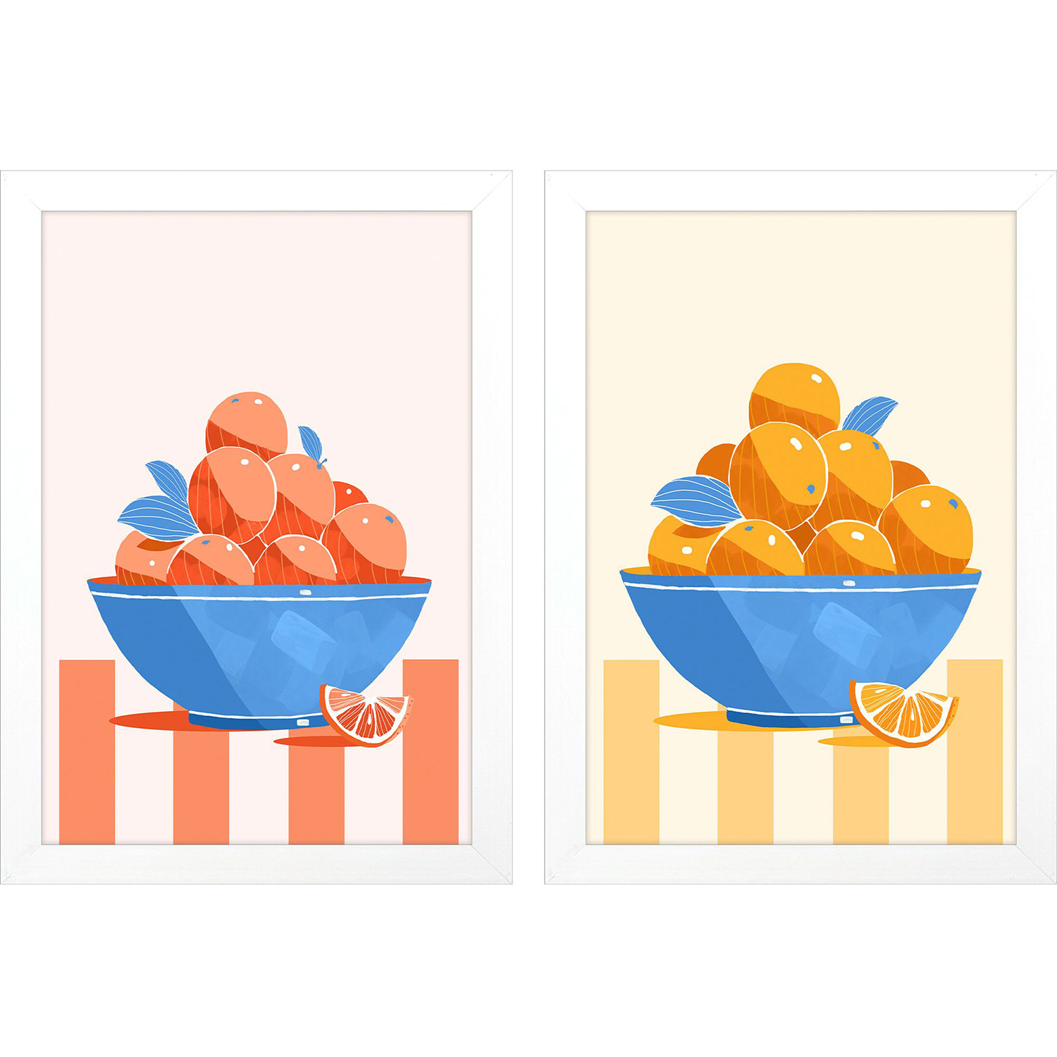 Fruit Bowls Blue and Multi and Orange and Green Framed Art, Propac