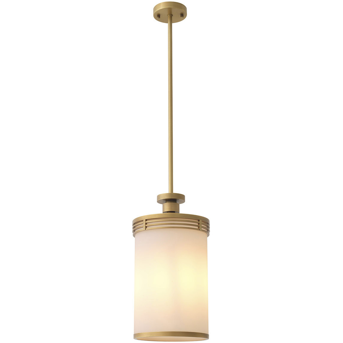 Fayence 1 Light 11.22 inch Antique Brass and White Glass Pendant Ceiling Light