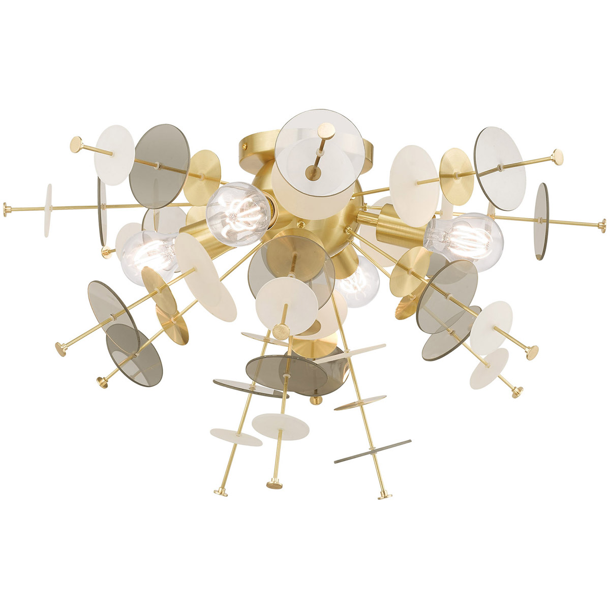 Circulo 4 Light 24 inch Satin Brass Large Flush Mount Ceiling Light