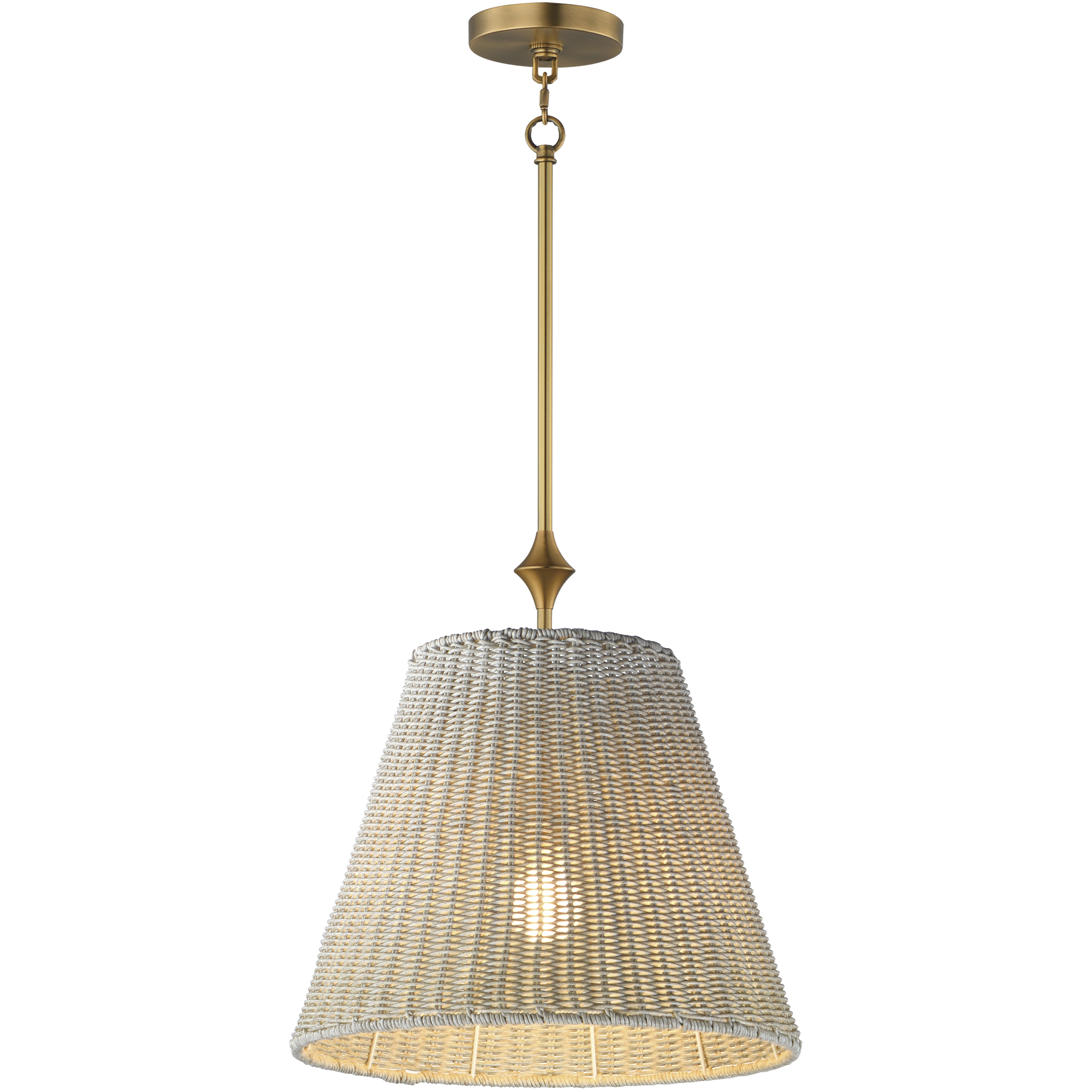 Baja 1 Light 16 inch Natural Aged Brass Single Pendant Ceiling Light