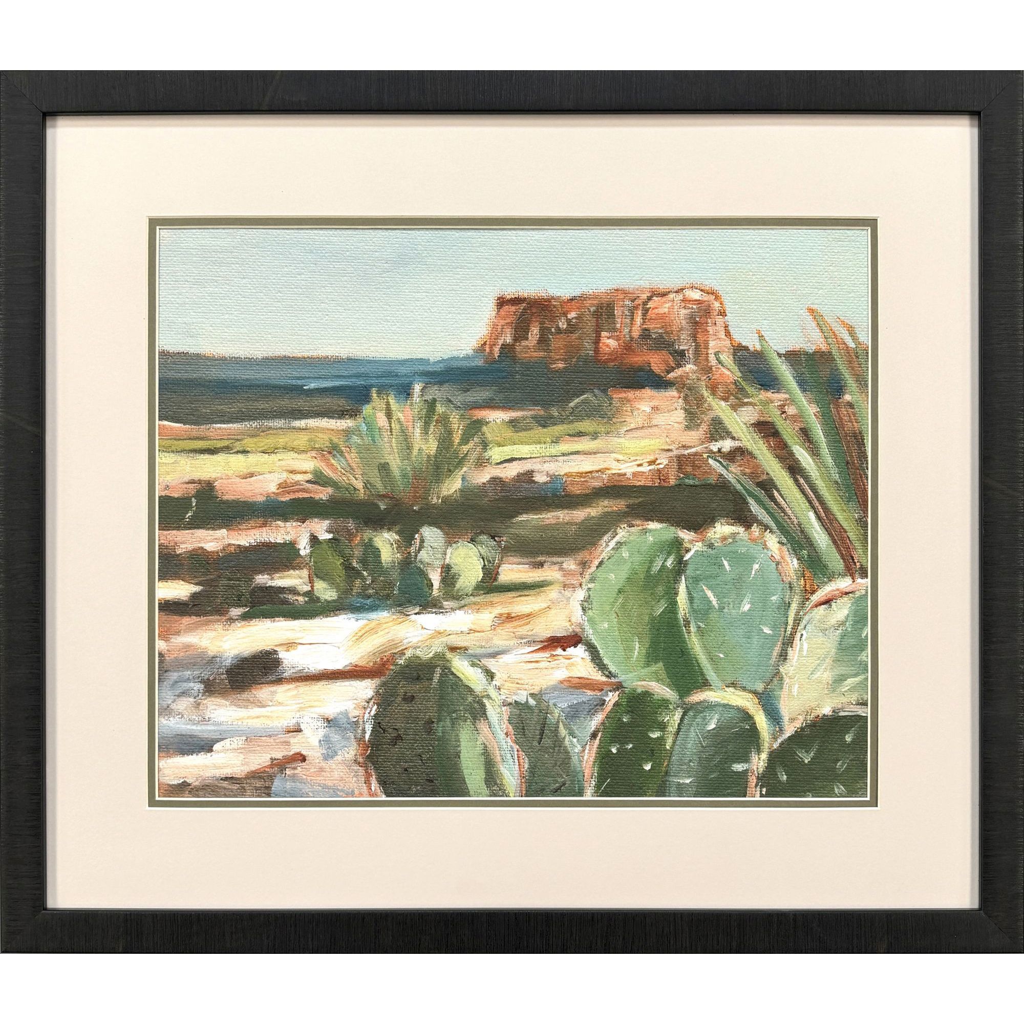 Pop Desert Green and Rust and Orange and Beige Framed Art, Propac