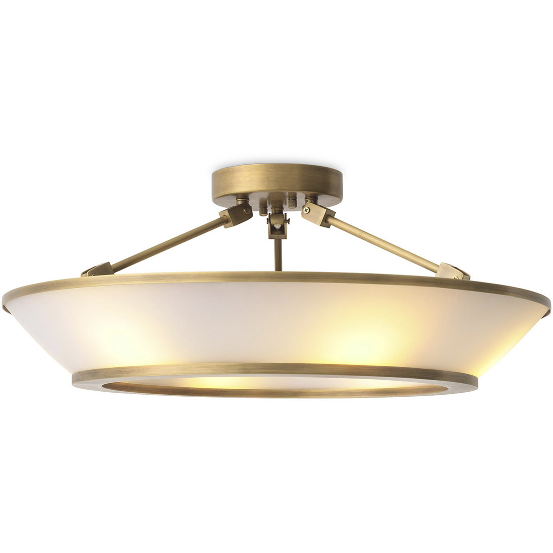 Ferette 6 Light 24.02 inch Antique Brass and White Glass Ceiling Lamp Ceiling Light