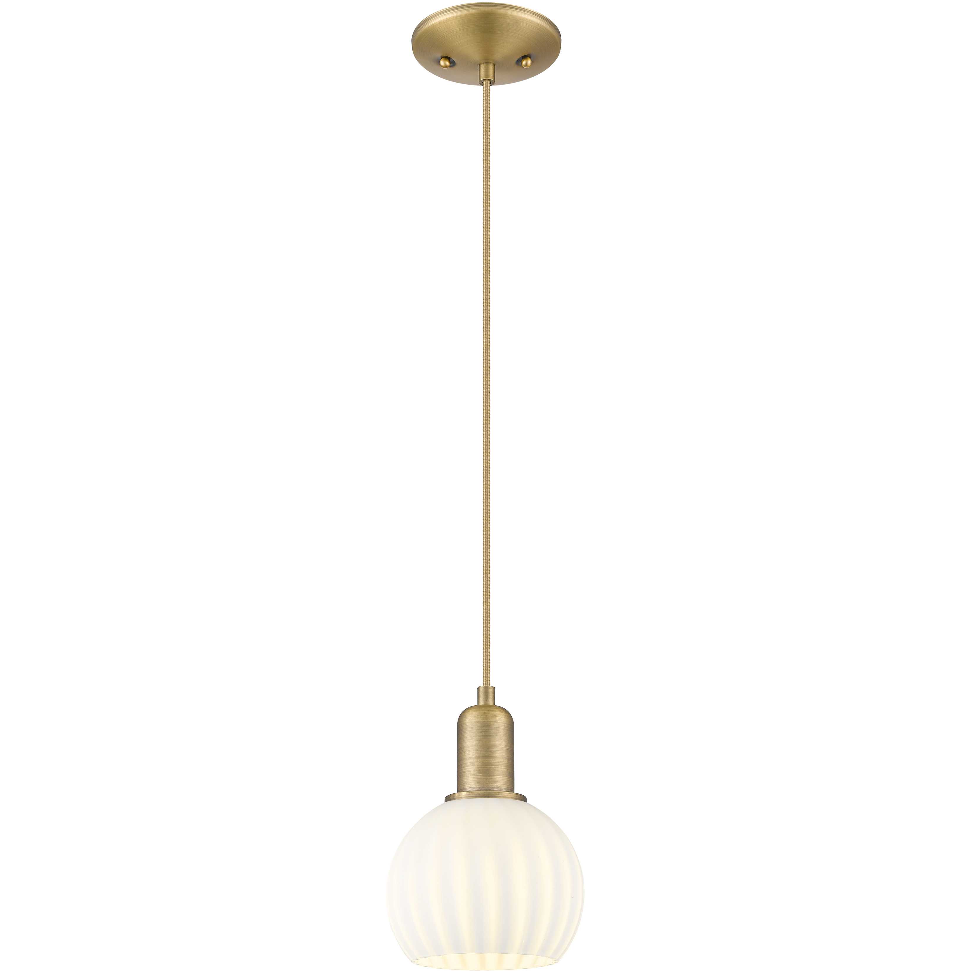 Arcadia White Venetian 1 Light 6 inch Brushed Brass Mini Pendant Ceiling Light