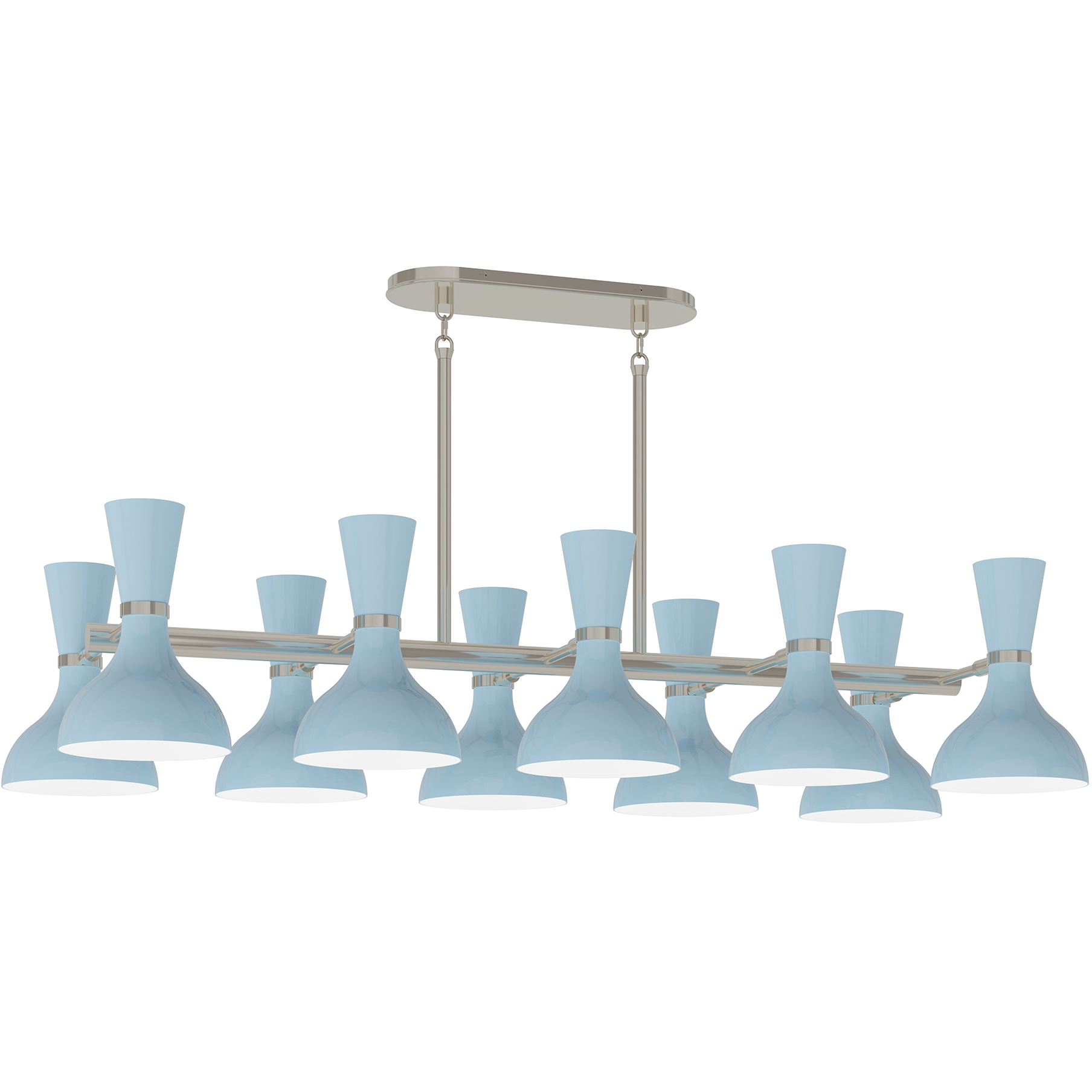 Clare 10 Light 45.75 inch Polished Nickel Chandelier Ceiling Light in Baby Blue