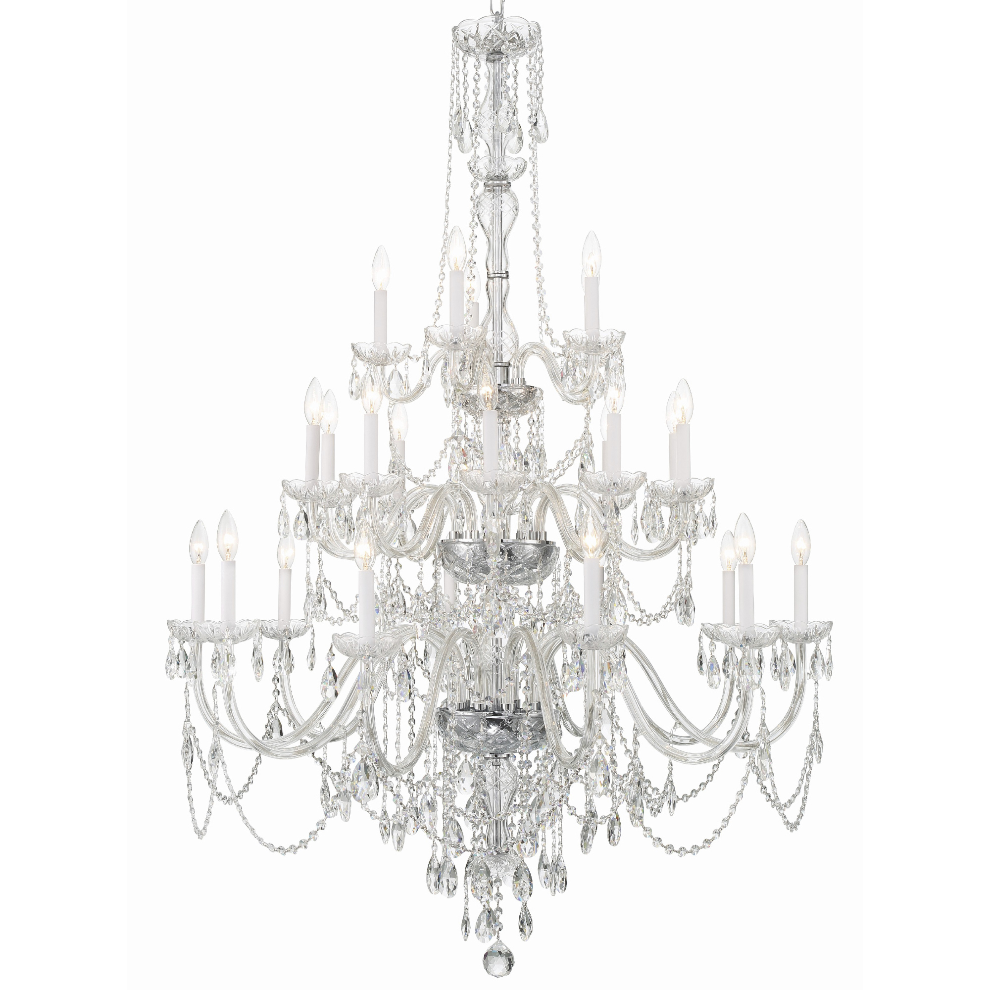 Traditional Crystal 25 Light 45 inch Polished Chrome Chandelier Ceiling Light