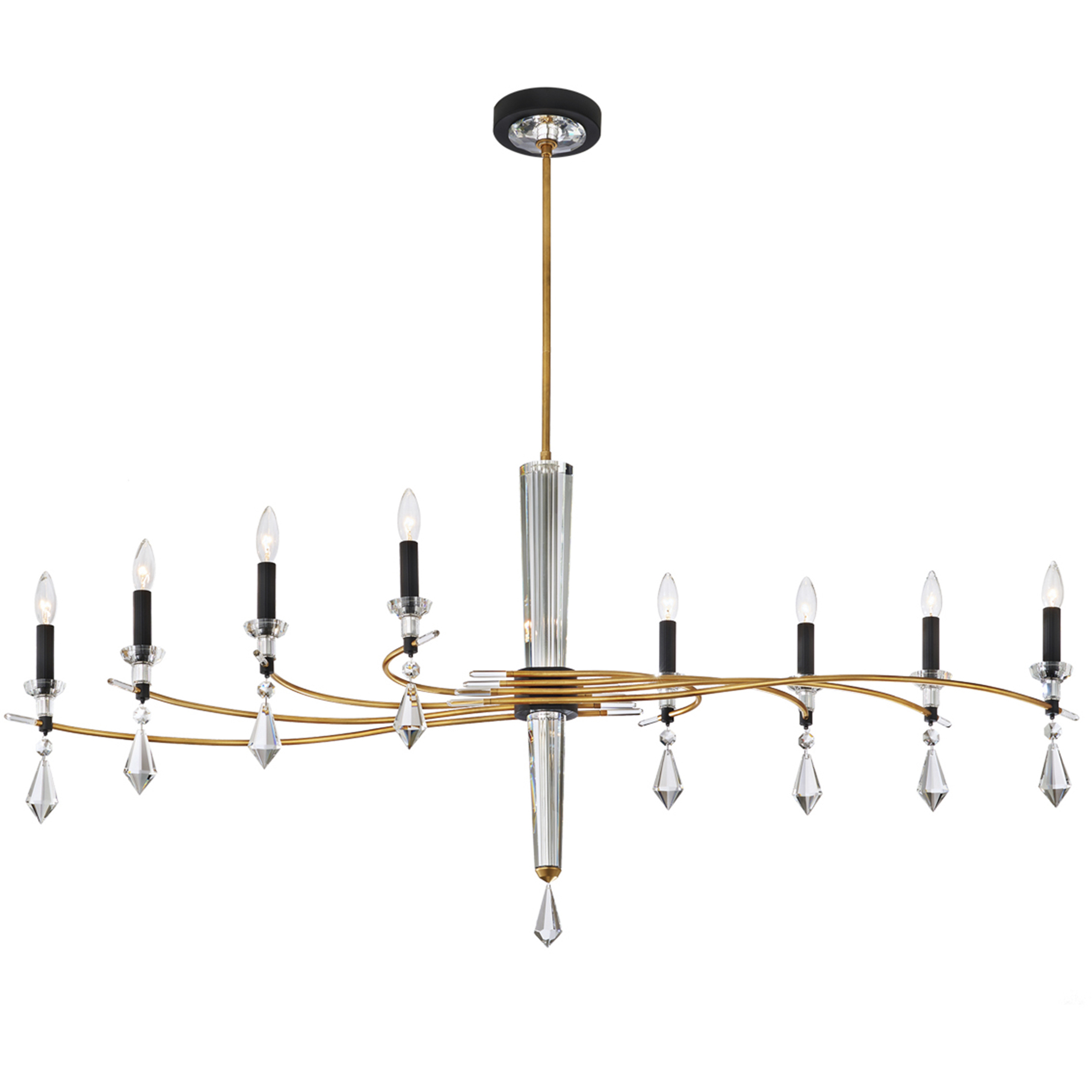 Signature Tempest 8 Light 60.5 inch Soft Gold/Black Linear Chandelier Ceiling Light