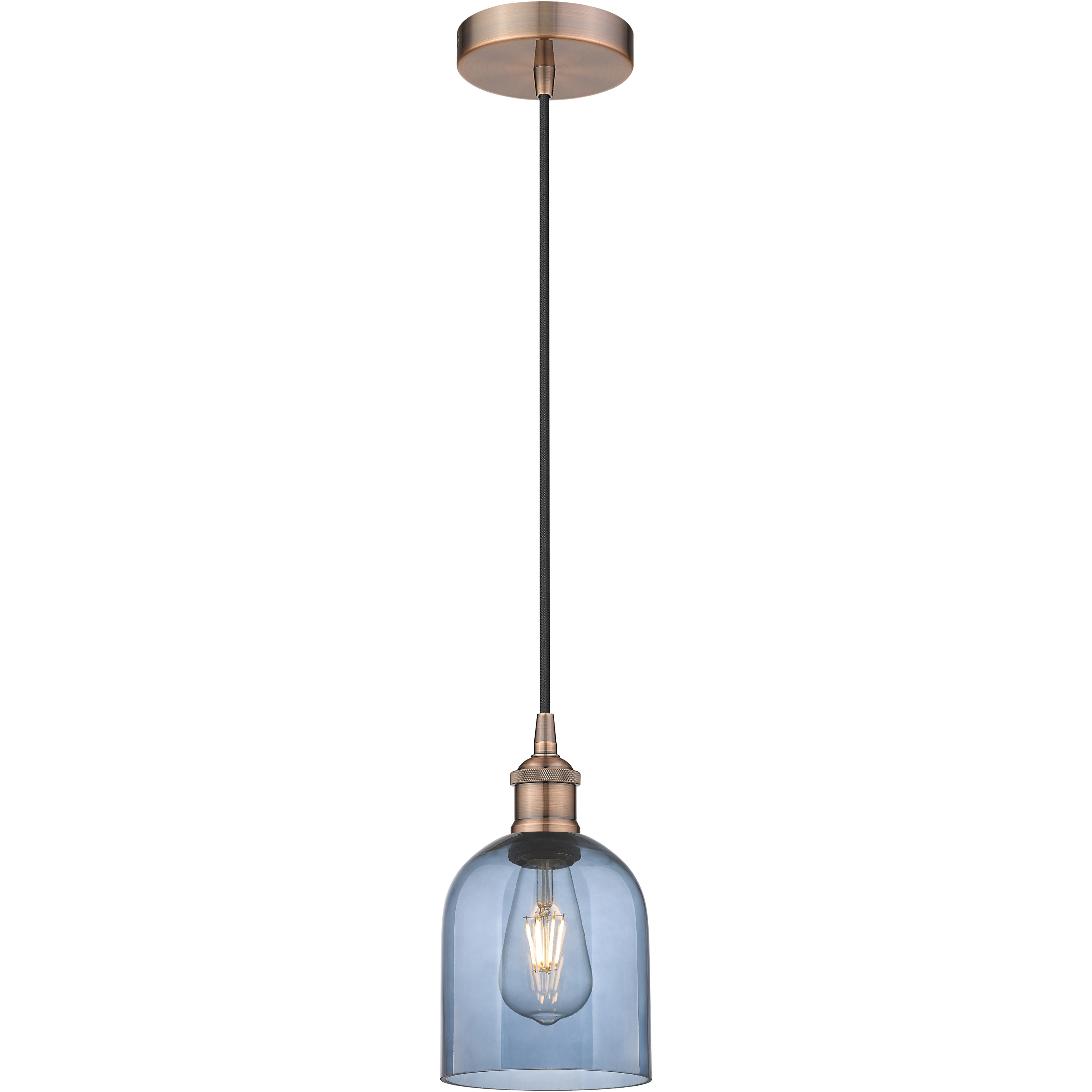 Edison Bella 1 Light 5.5 inch Antique Copper Cord Hung Mini Pendant Ceiling Light