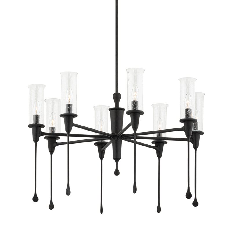 Chisel 8 Light 31.75 inch Black Iron Chandelier Ceiling Light