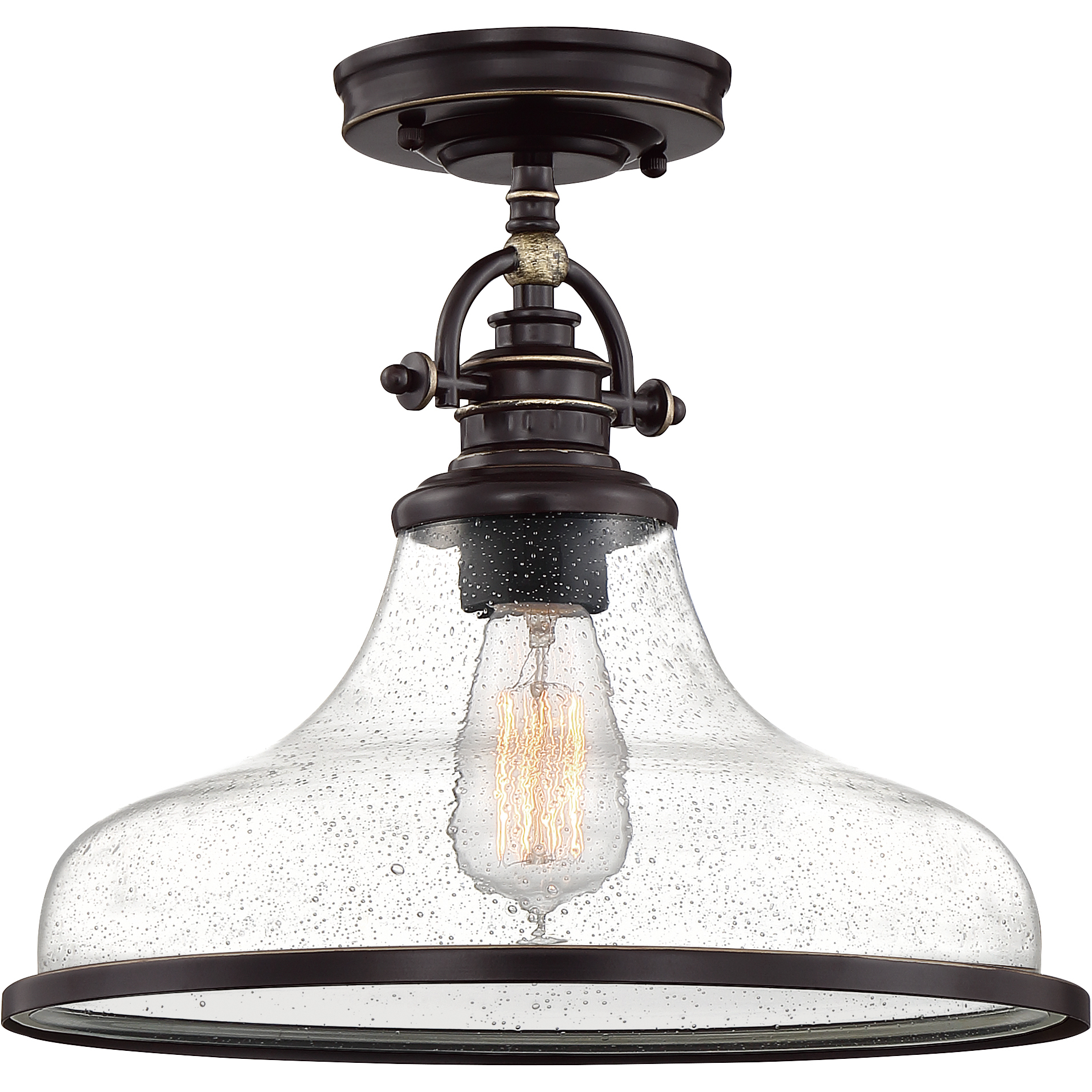 Grant 1 Light 14 inch Palladian Bronze Semi-Flush Mount Ceiling Light
