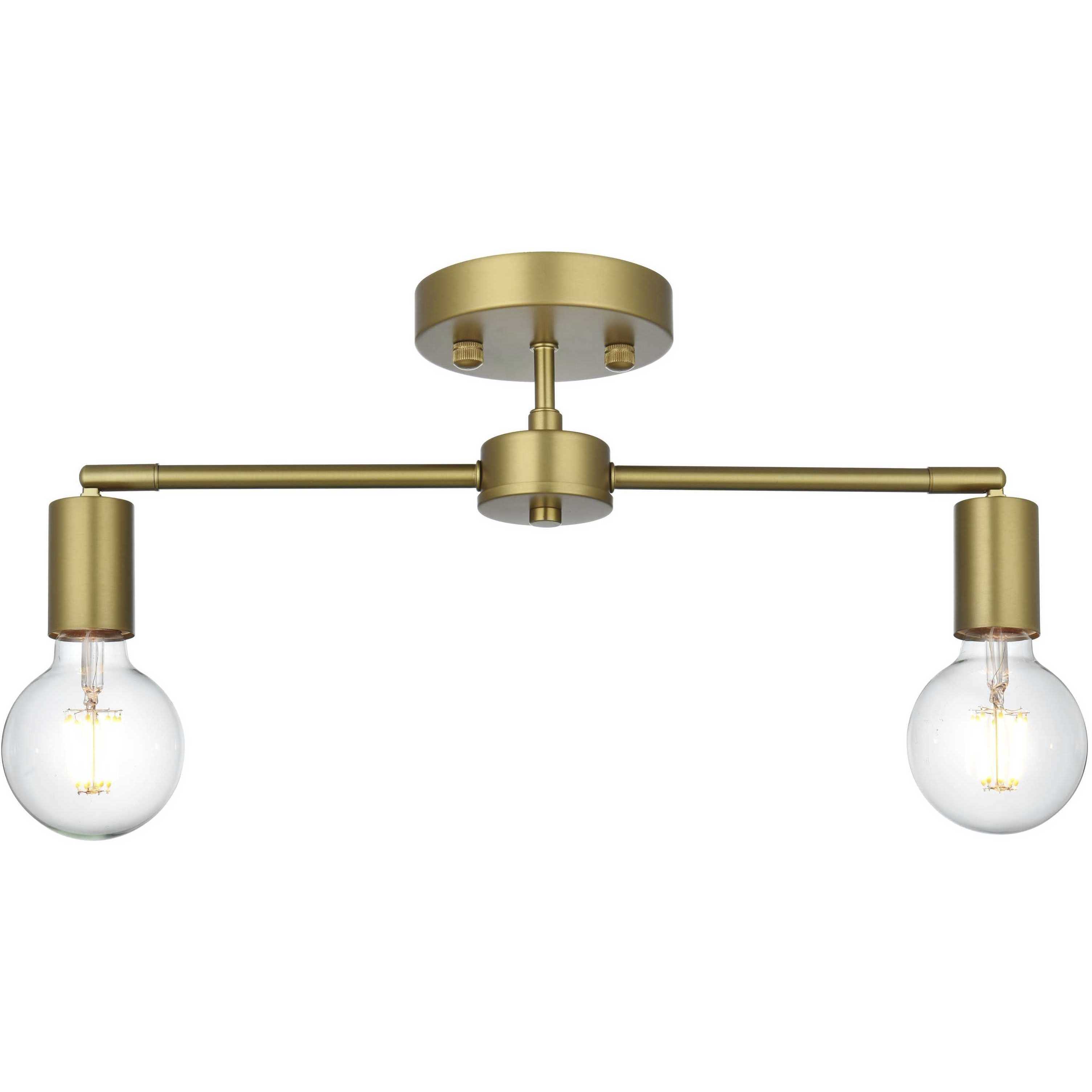 Zane 2 Light 5 inch Satin Gold Flush Mount Ceiling Light