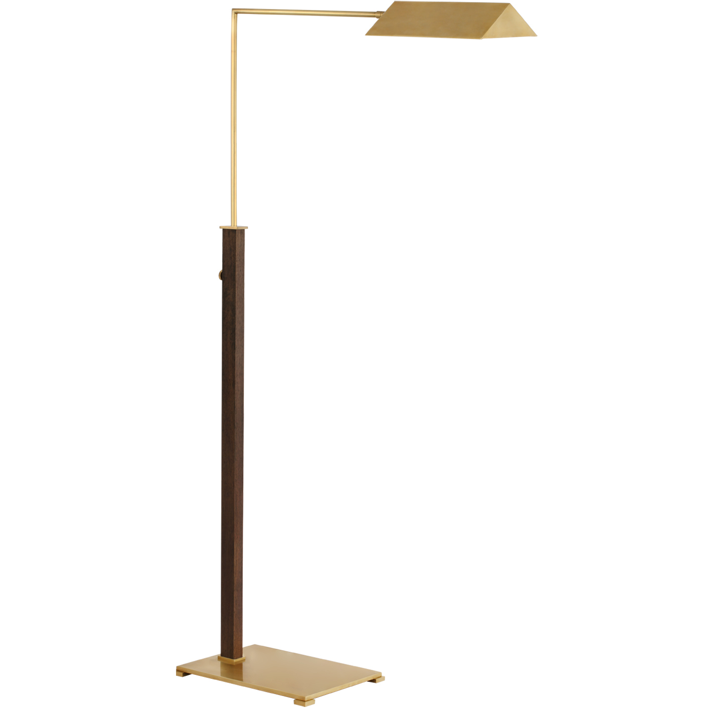 Ray Booth Copse 43 inch 6.5 watt Antique Brass and Dark Walnut Pharmacy Floor Lamp Portable Light, Medium