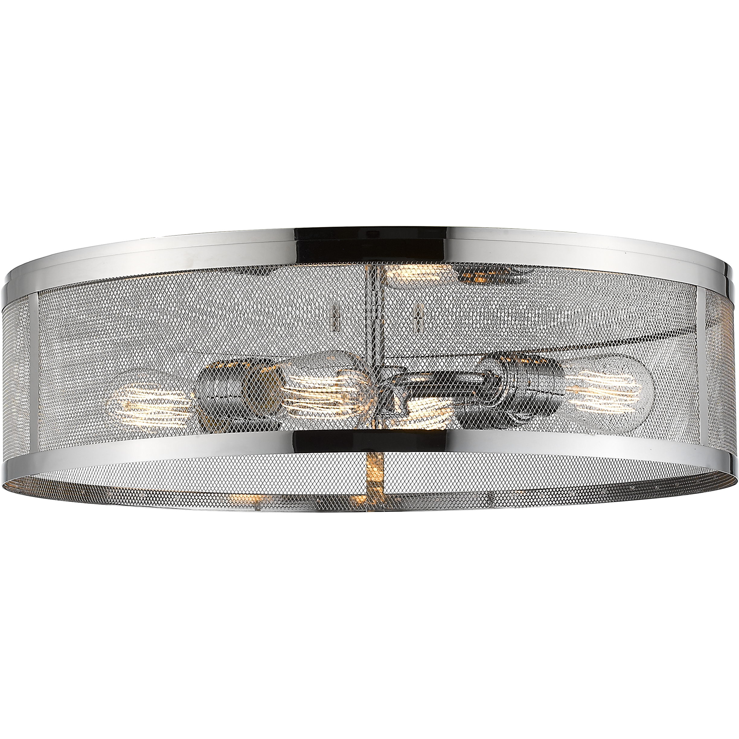 Meshsmith 4 Light 21.13 inch Chrome Flush Mount Ceiling Light in Chrome Steel
