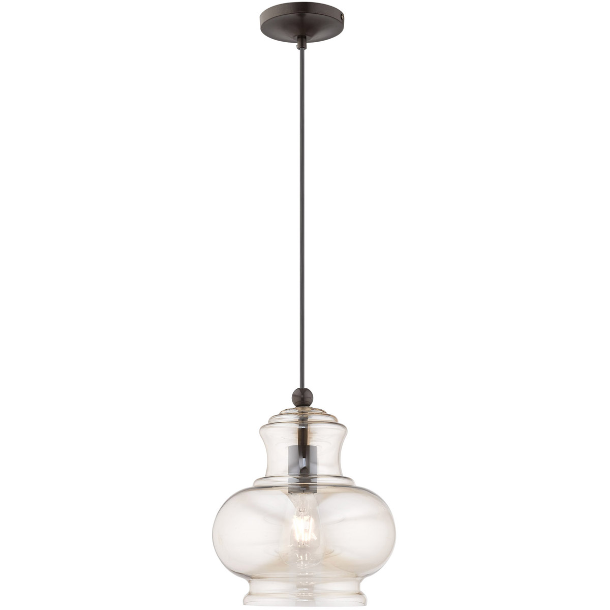 Art Glass 1 Light 9.88 inch English Bronze Mini Pendant Ceiling Light