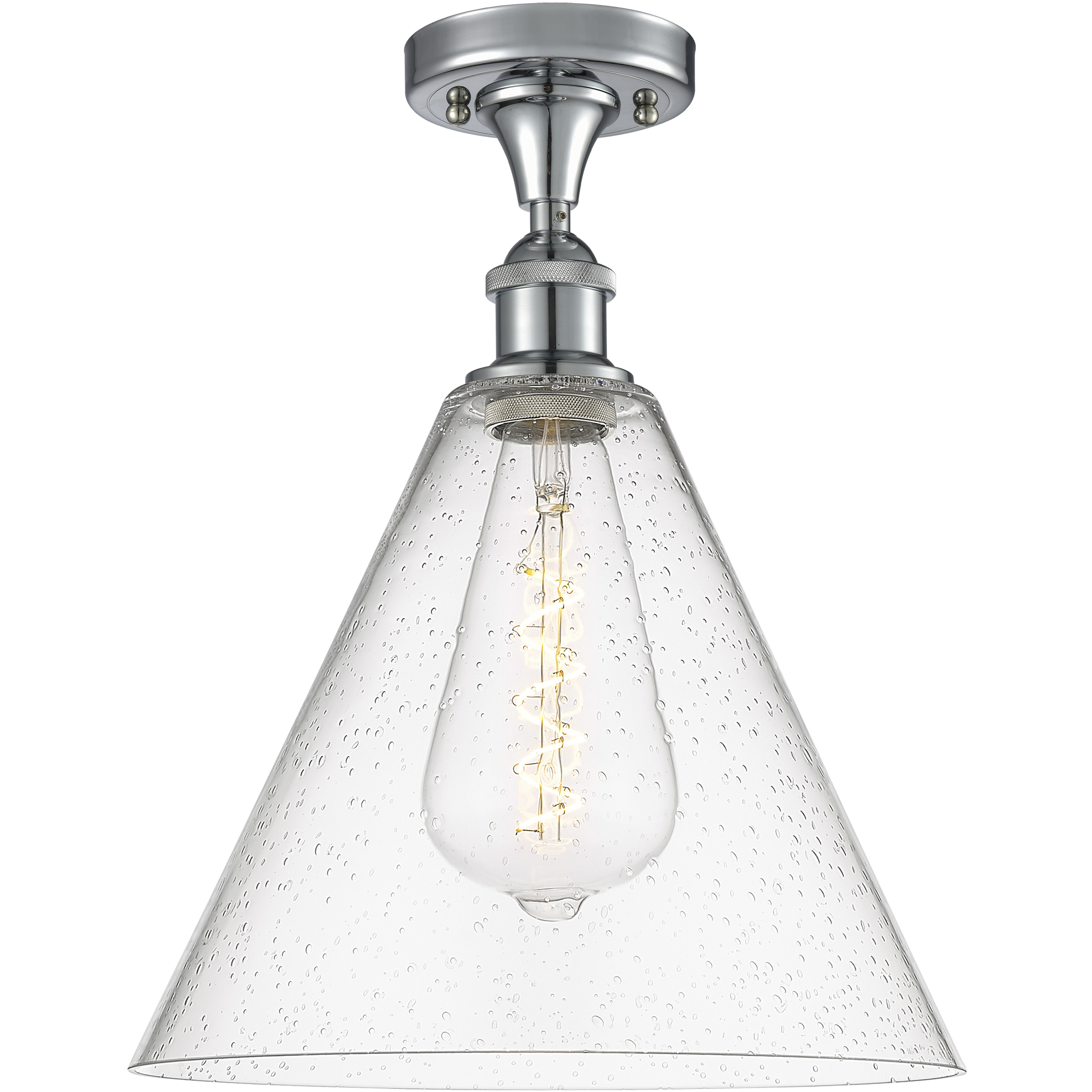 Edison Berkshire 1 Light 12 inch Brushed Satin Nickel Semi-Flush Mount Ceiling Light in Clear Glass