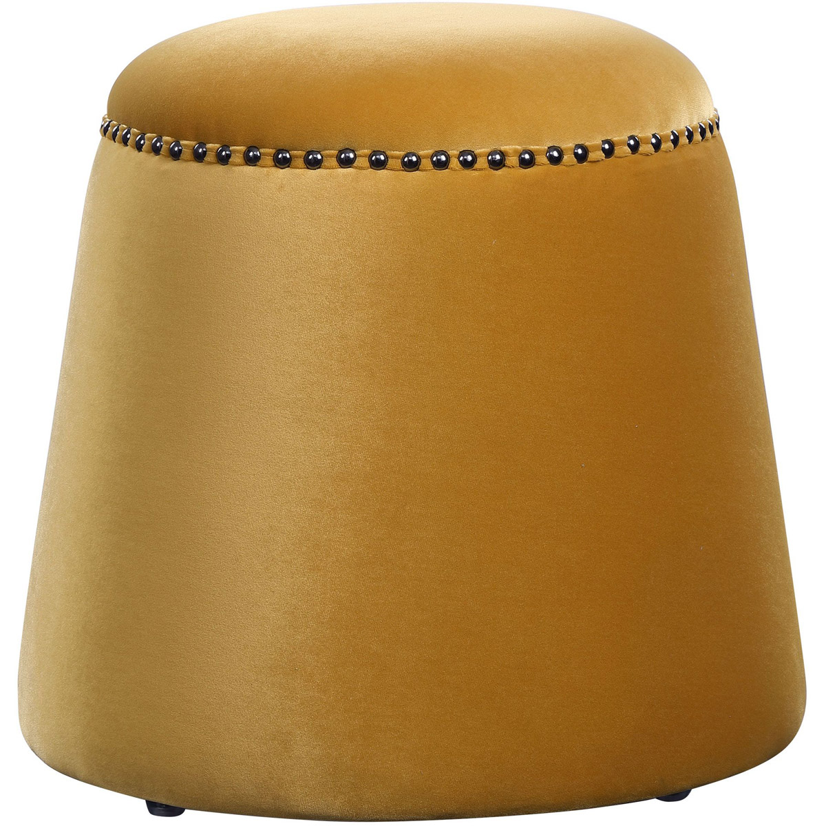 Gumdrop 17 inch Mustard Yellow Velvet and Black Nickel Ottoman