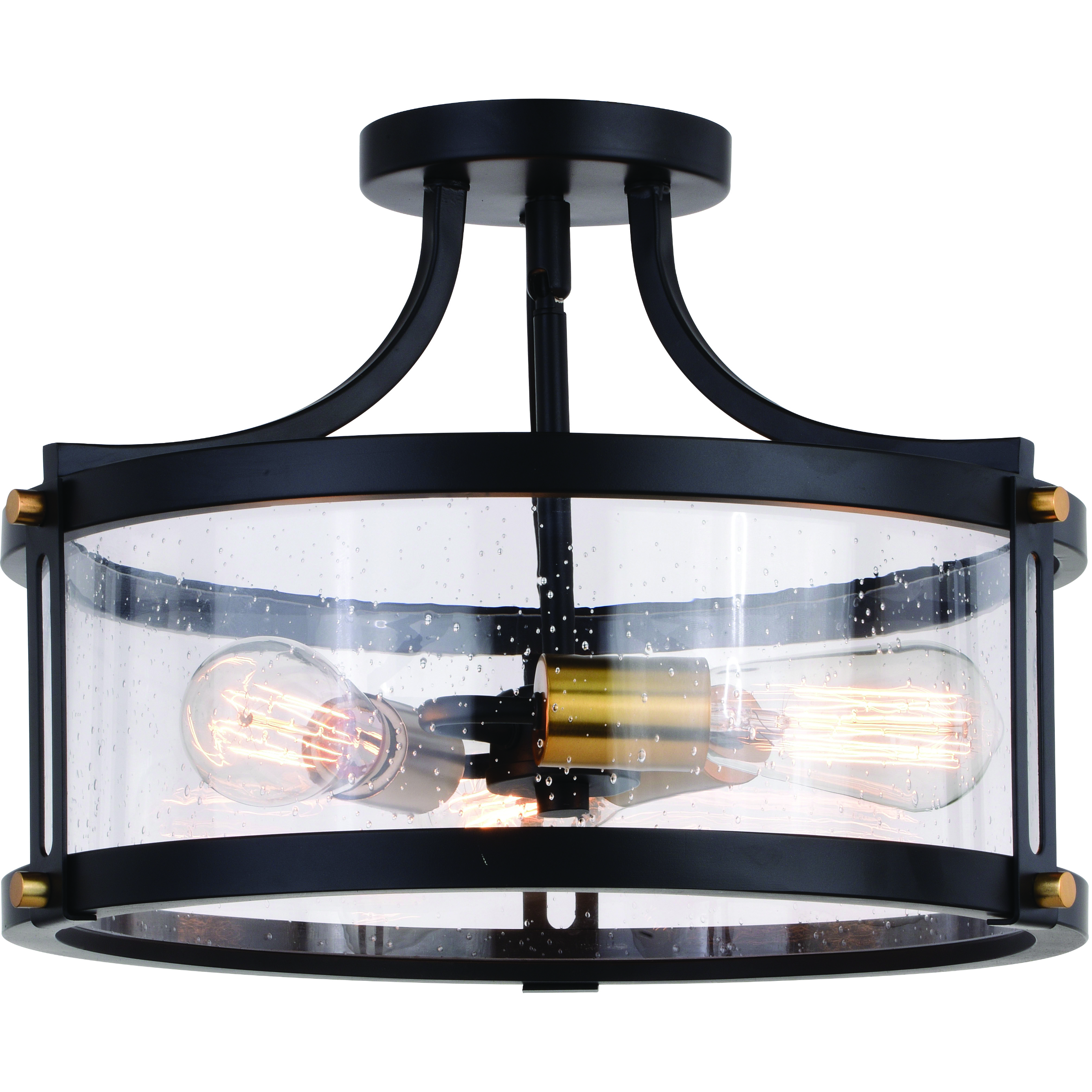 Holbrook LED 15.75 inch Matte Black and Satin Brass Semi-Flush Mount Ceiling Light