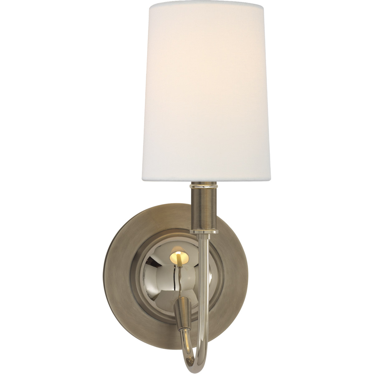 Thomas O'Brien Elkins 1 Light 6 inch Antique Nickel with Polished Nickel Sconce Wall Light in Linen, Antique Nickel and Polished Nickel