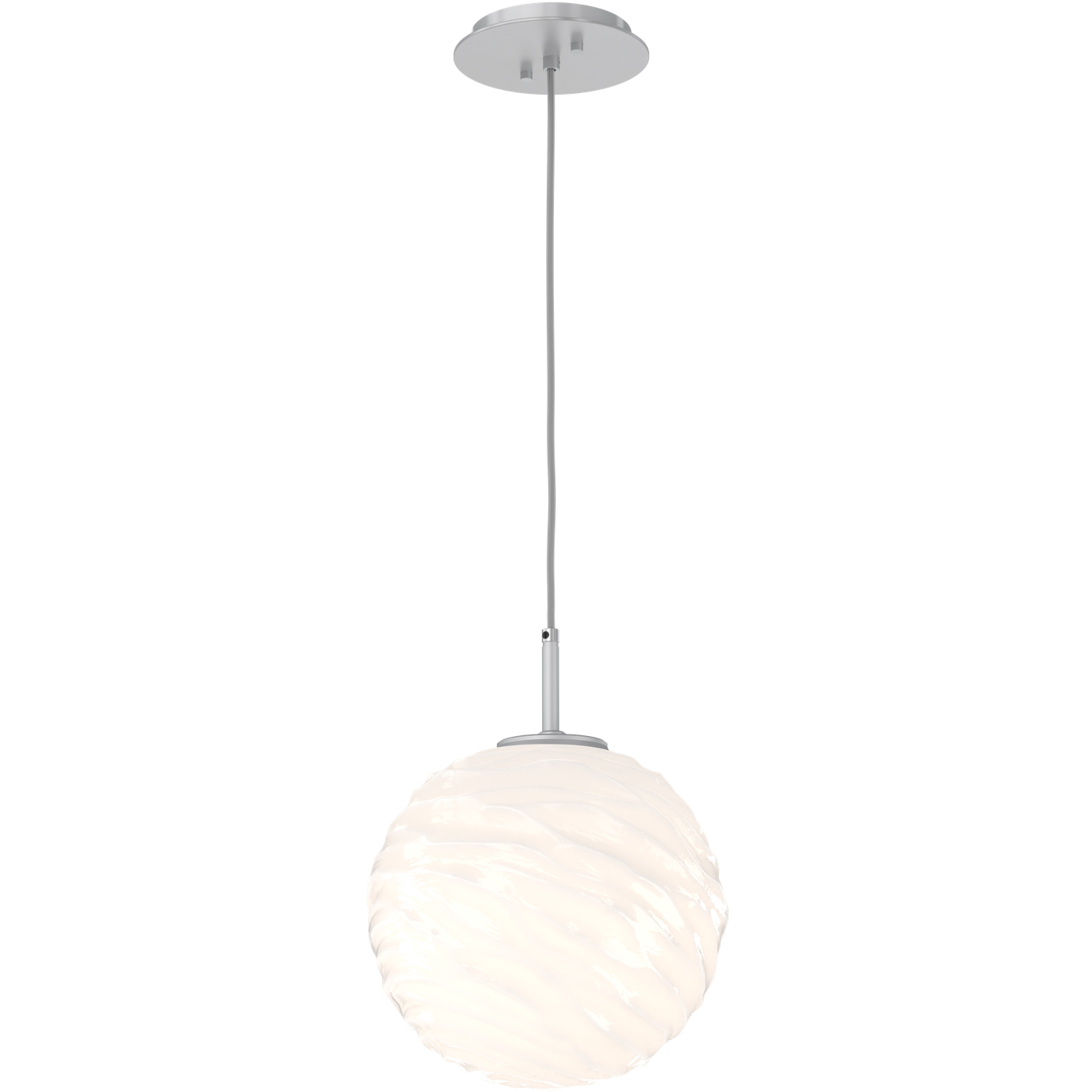 Gaia LED Classic Silver Pendant Ceiling Light in 3000K LED, Opal White, Large