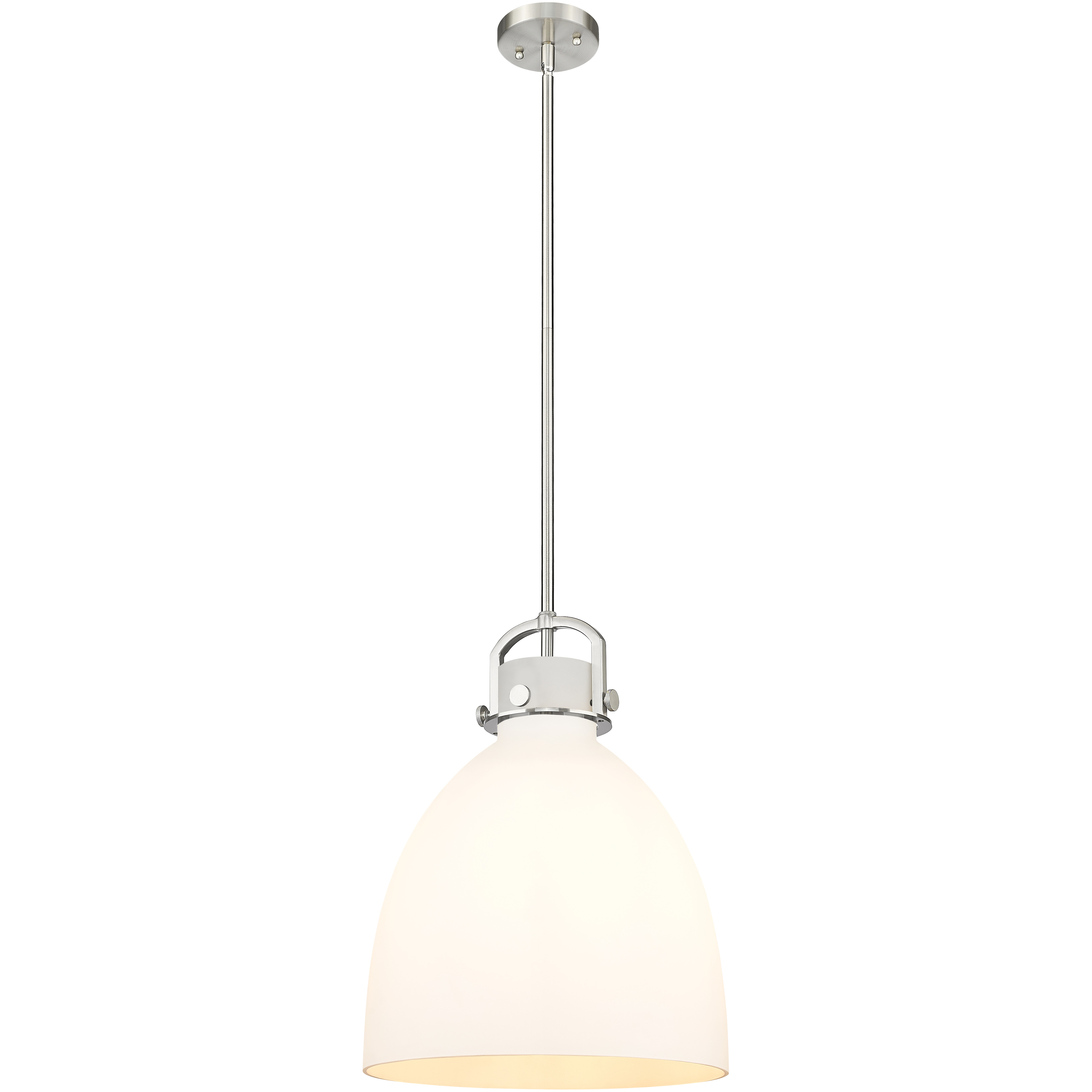 Newton Bell 1 Light 14 inch Satin Nickel Pendant Ceiling Light in Matte White Glass