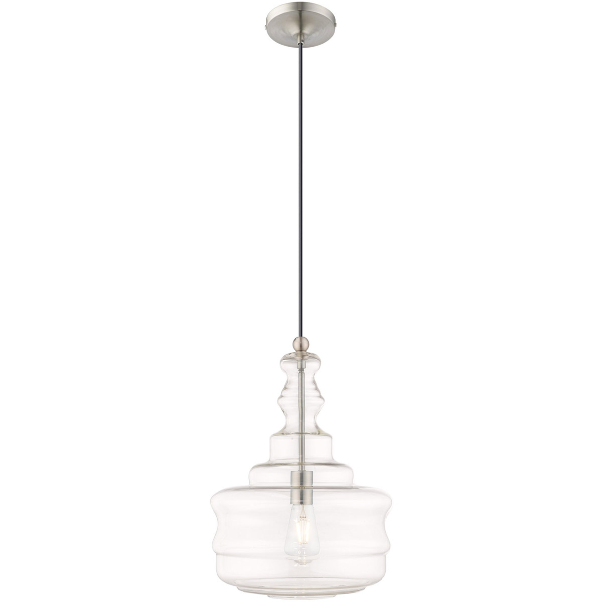 Art Glass 1 Light 12.63 inch Brushed Nickel Mini Pendant Ceiling Light