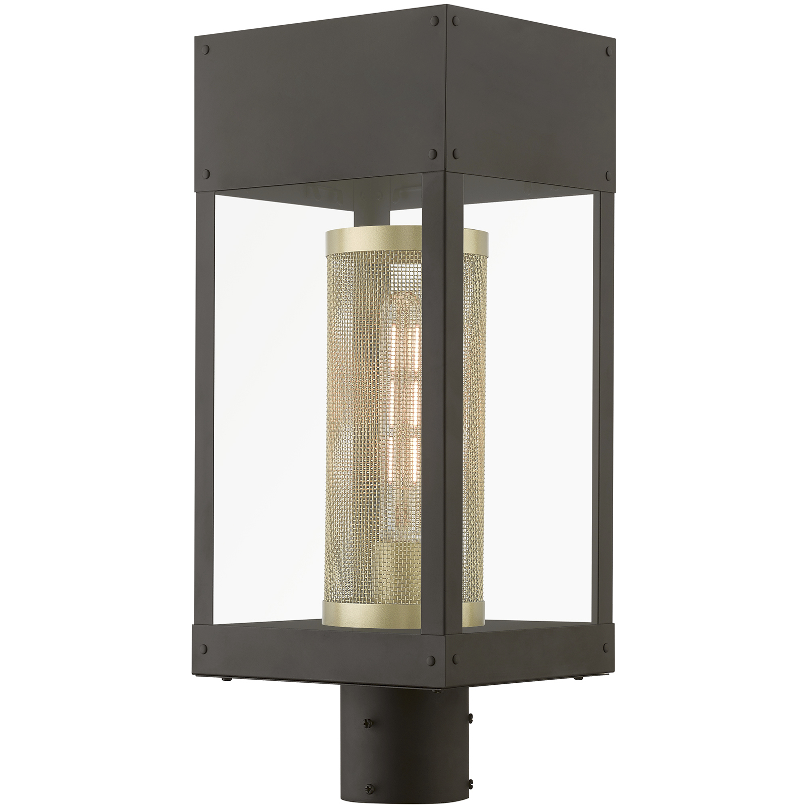 Franklin 1 Light 19 inch Bronze with Soft Gold Candle Outdoor Post Top Lantern