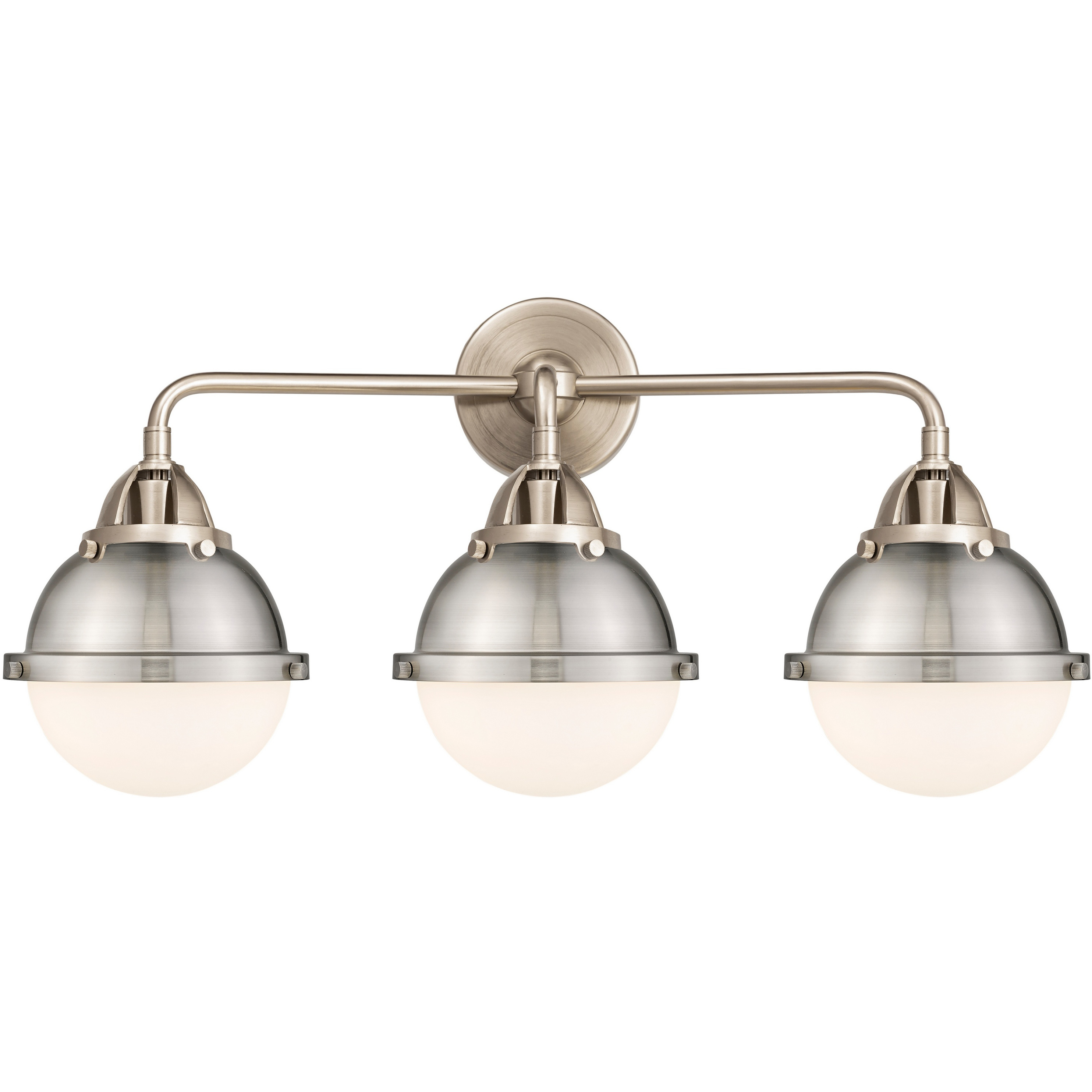 Nouveau 2 Hampden 3 Light 25.25 inch Brushed Satin Nickel Bath Vanity Light Wall Light in Matte White Glass