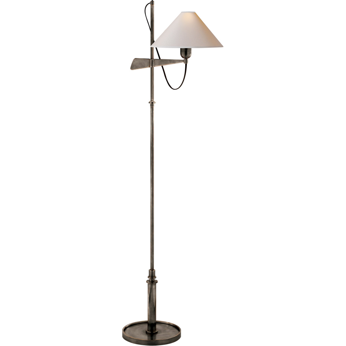 J. Randall Powers Hargett 50 inch 60 watt Bronze Bridge Arm Floor Lamp Portable Light in Natural Paper