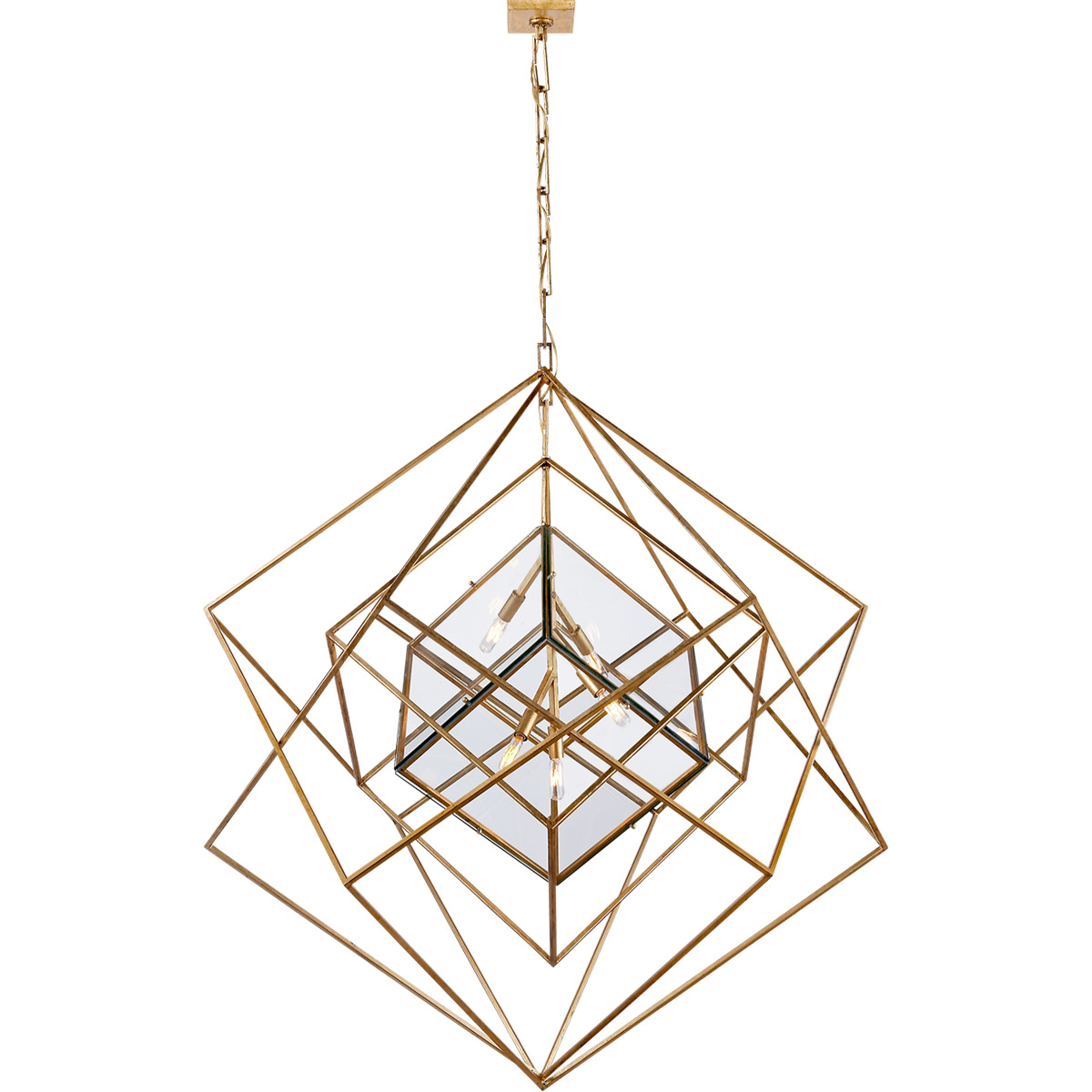 Kelly Wearstler Cubist 5 Light 45.5 inch Gild Chandelier Ceiling Light, Large