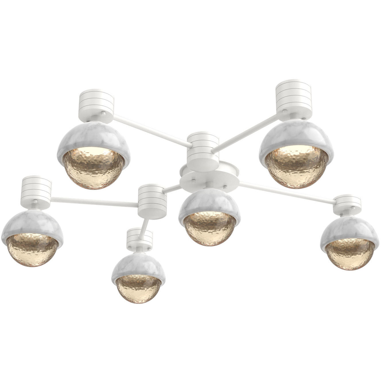 Cabochon Sconce & Flush Mount Wall Light in 3000K LED, Amber, Salt White with White Marble, Hub & Spoke