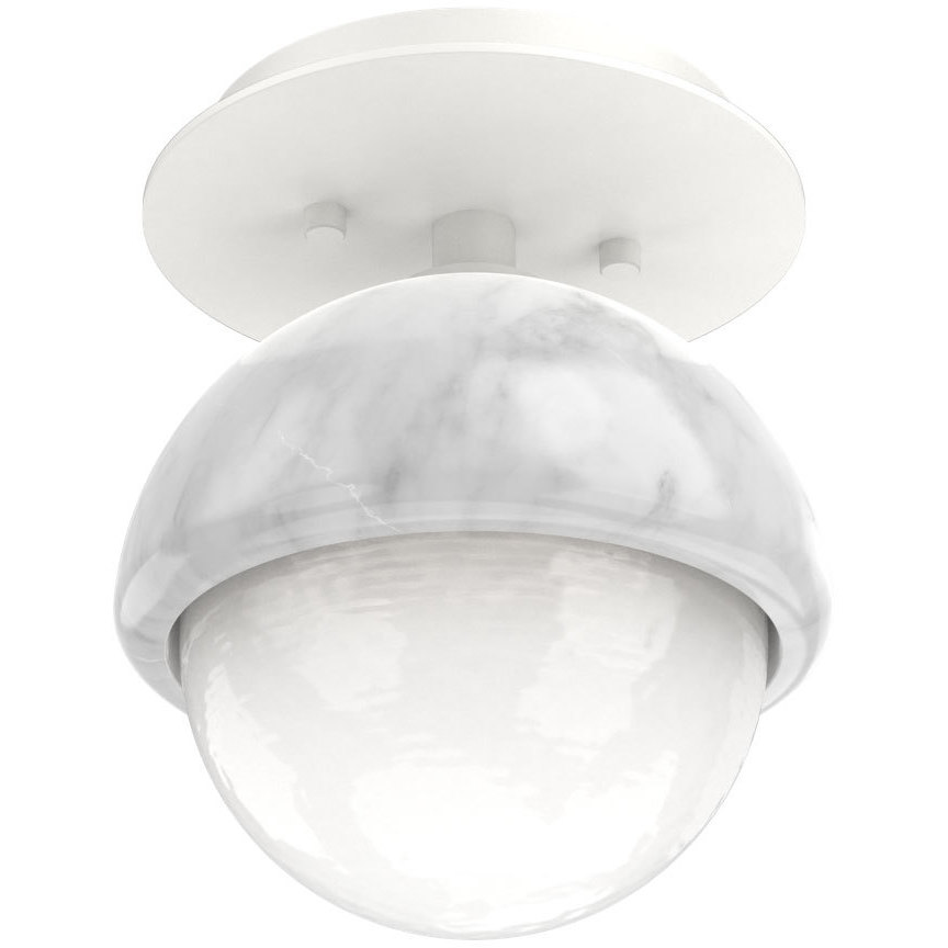 Cabochon Sconce & Flush Mount Wall Light in 3000K LED, Salt White with White Marble, White